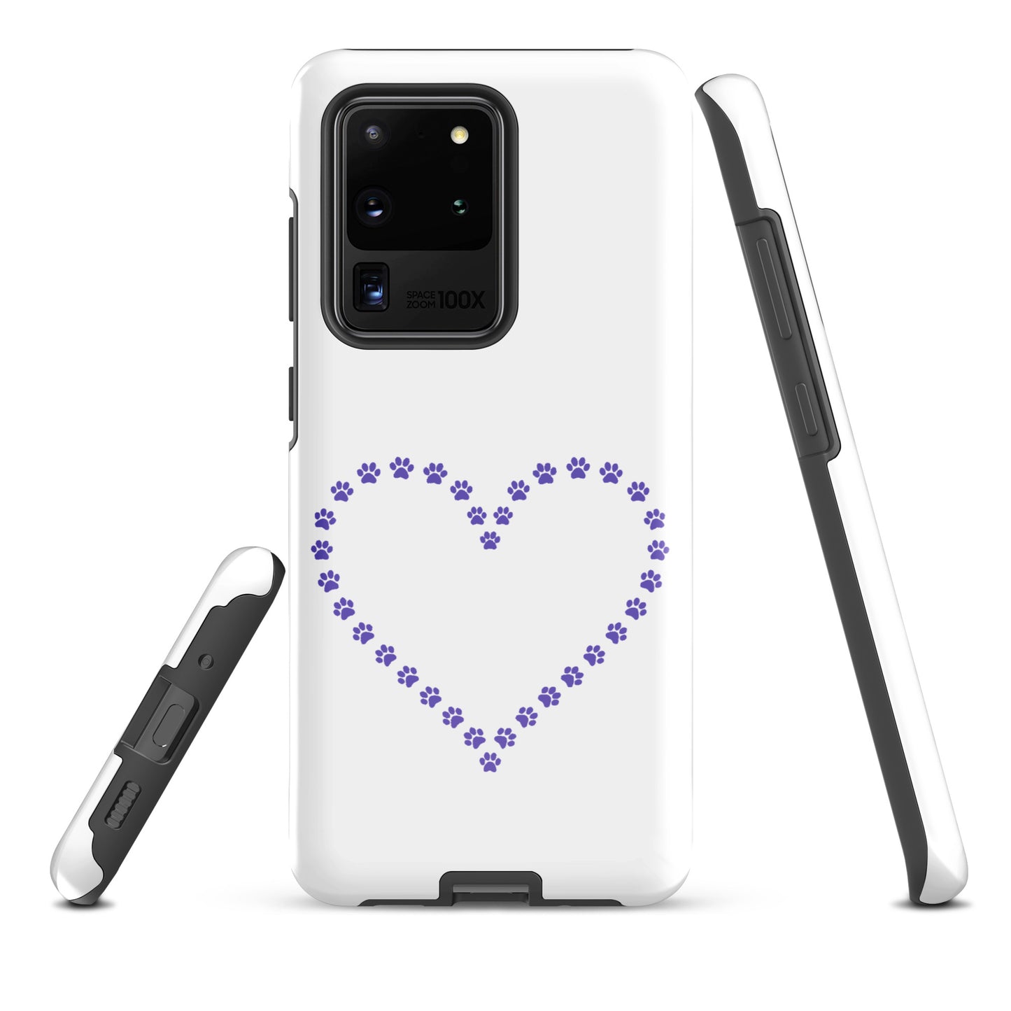 Phone Case for Samsung Galaxy with paw print heart design, ideal for pet lovers seeking stylish and durable protection.