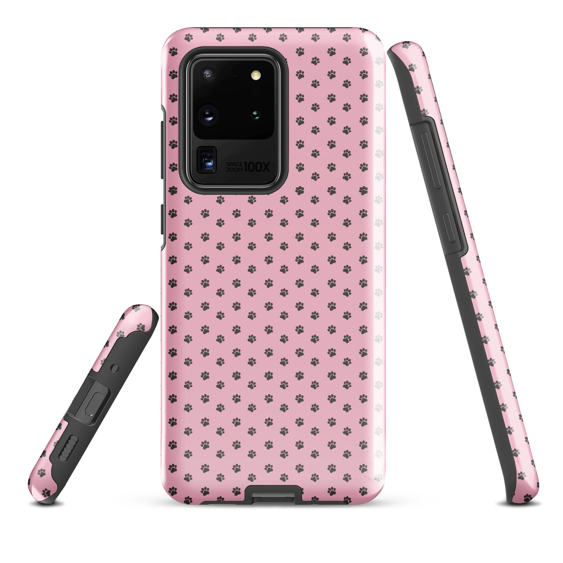 Phone Case Samsung Galaxy with paw-print design in playful pink, offering charming and durable protection for pet lovers.