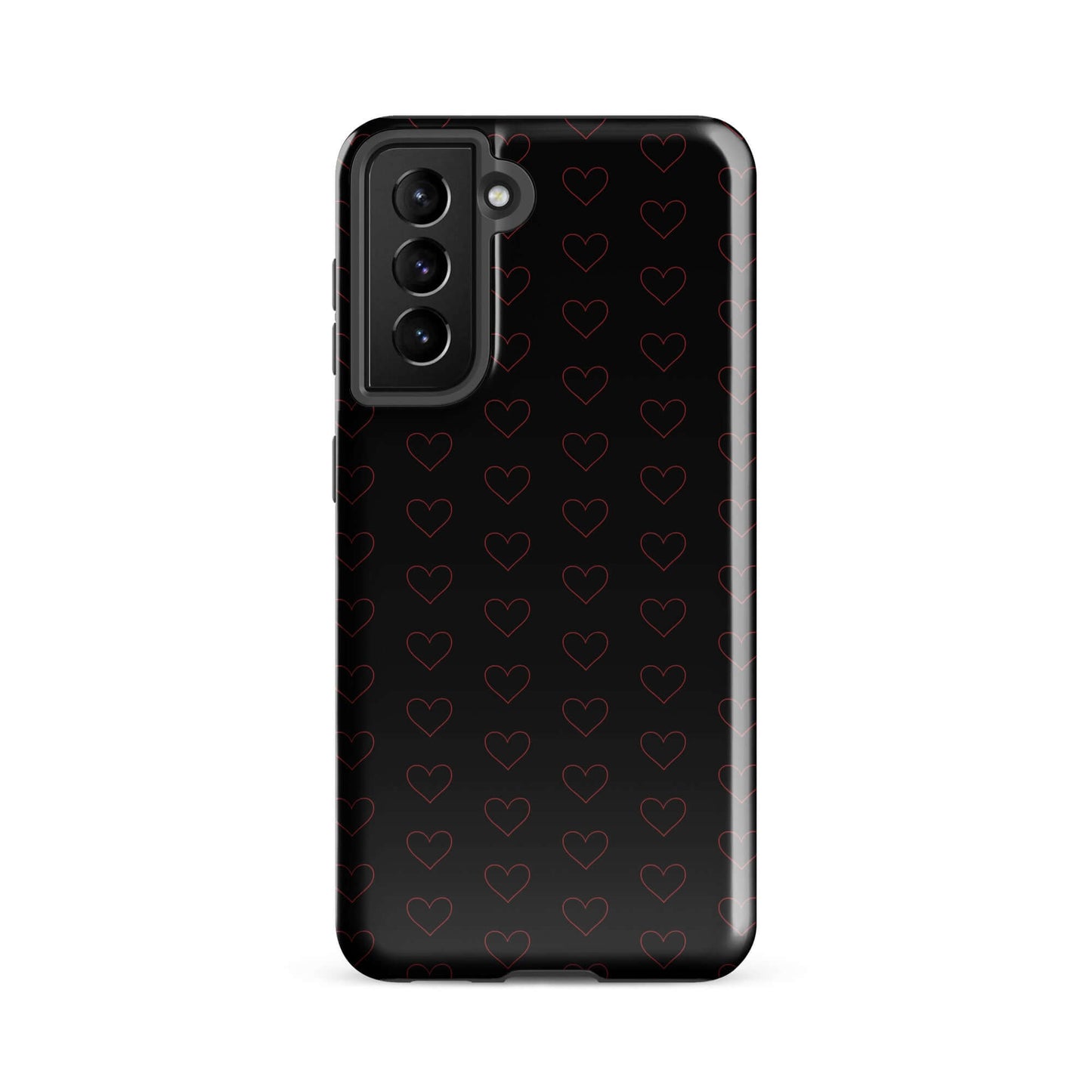 Phone Case for Samsung Galaxy featuring a crimson heart pattern on a sleek black background.