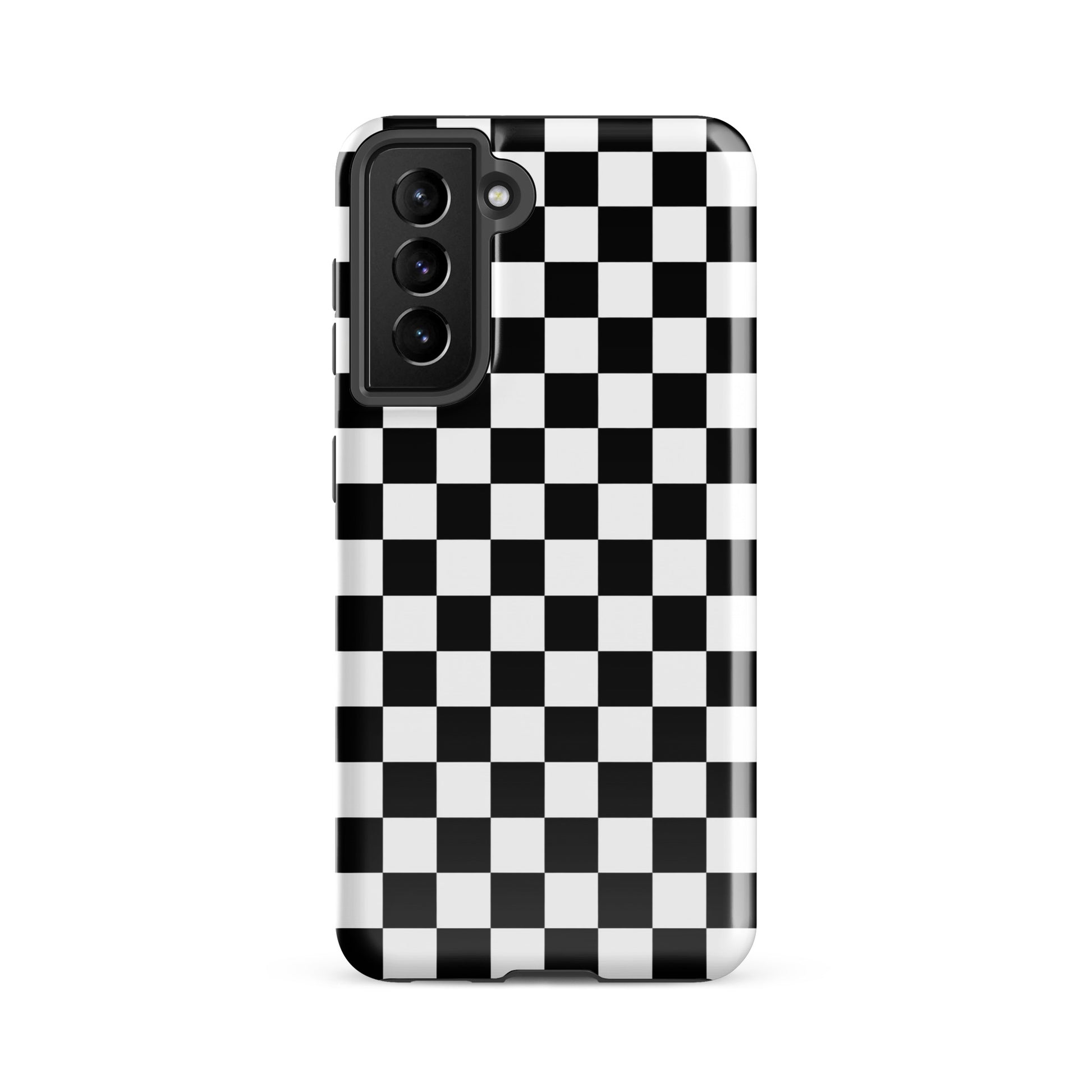 Phone Case for Samsung Galaxy with bold black and white checkered design, featuring a stylish and durable cover.