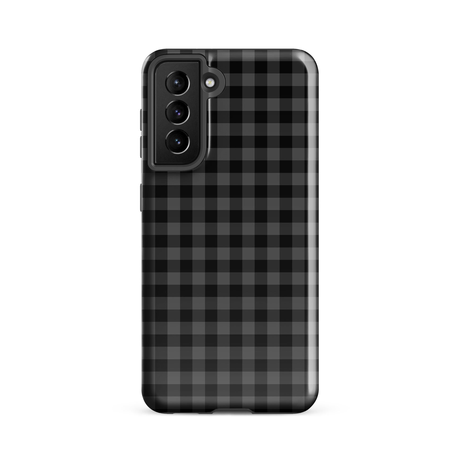 Phone Case for Samsung Galaxy in black gingham pattern, combines style with durability, perfect accessory for chic protection.