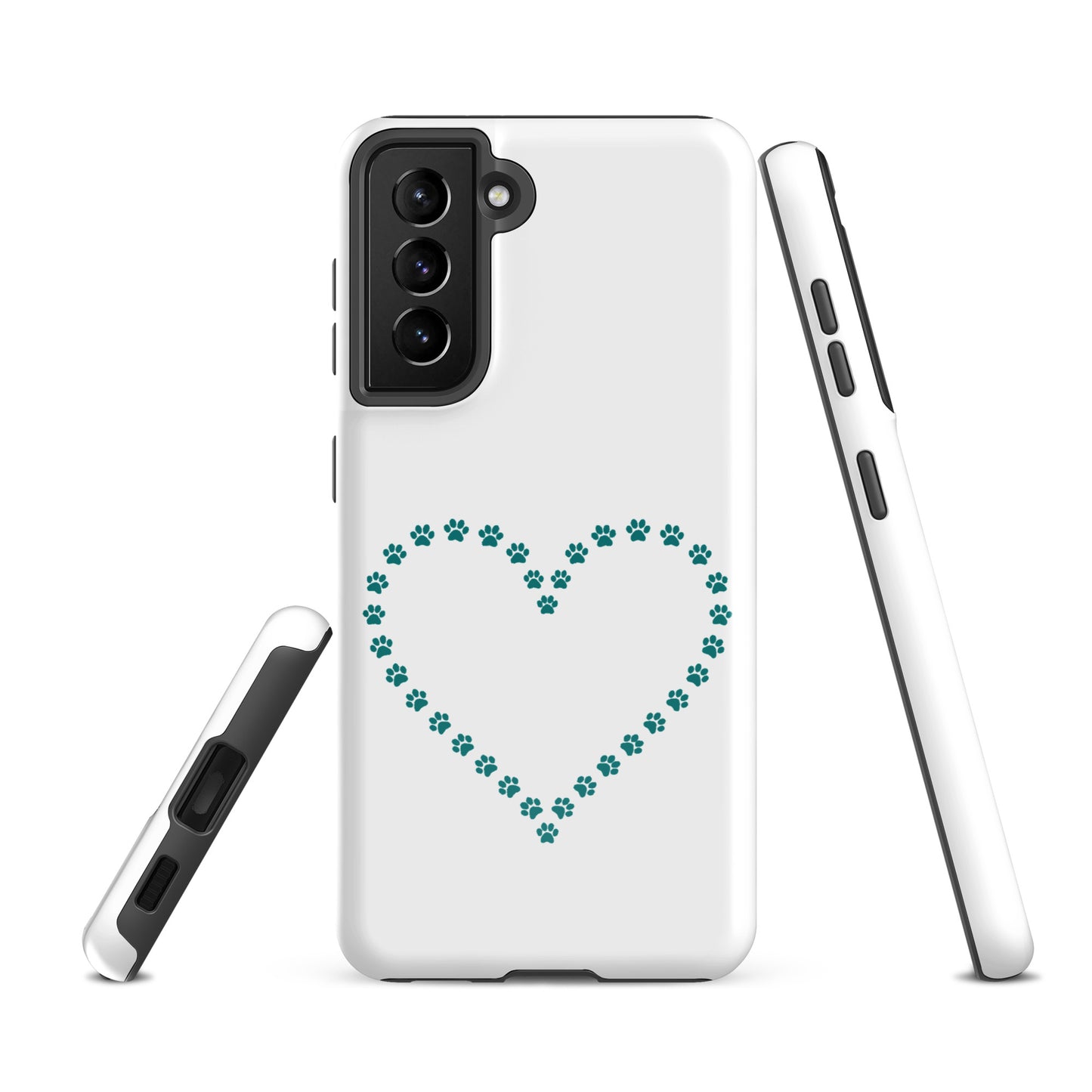 Phone Case for Samsung Galaxy with paw print heart design for pet lovers, featuring durable protection and minimalist animal design.