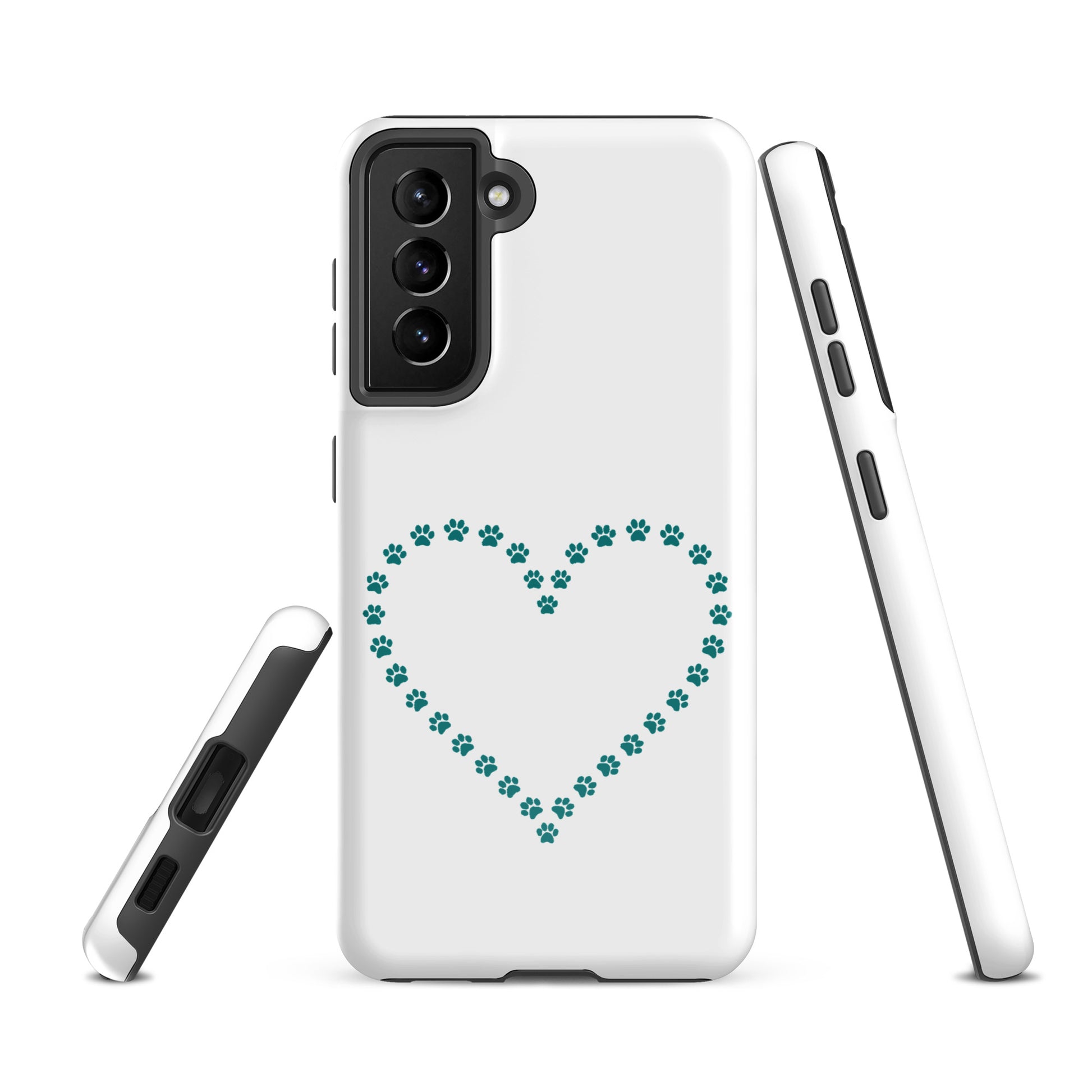 Phone Case for Samsung Galaxy with paw print heart design for pet lovers, featuring durable protection and minimalist animal design.