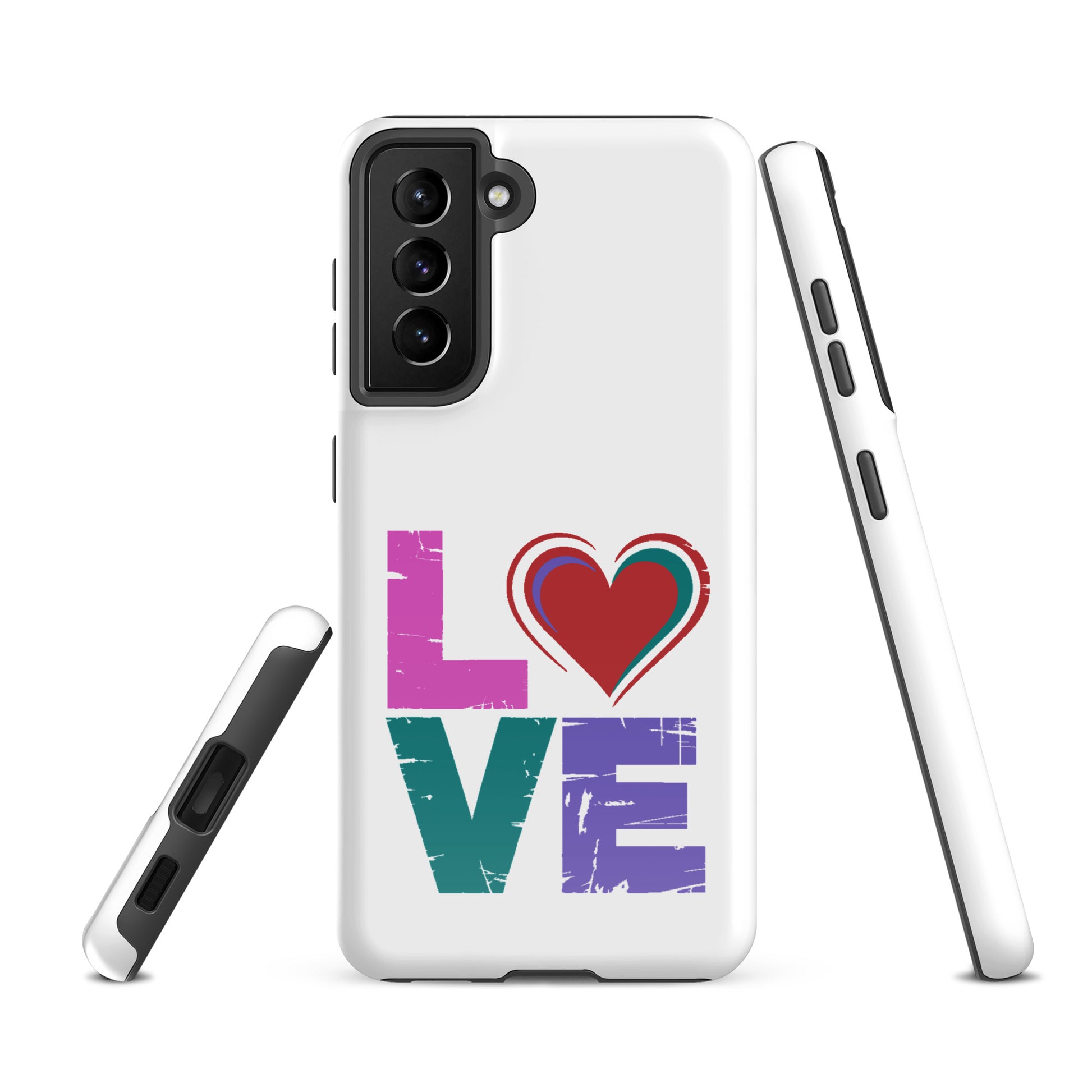 Phone Case Love Dual Layer Tough Case for Samsung Galaxy with heart design