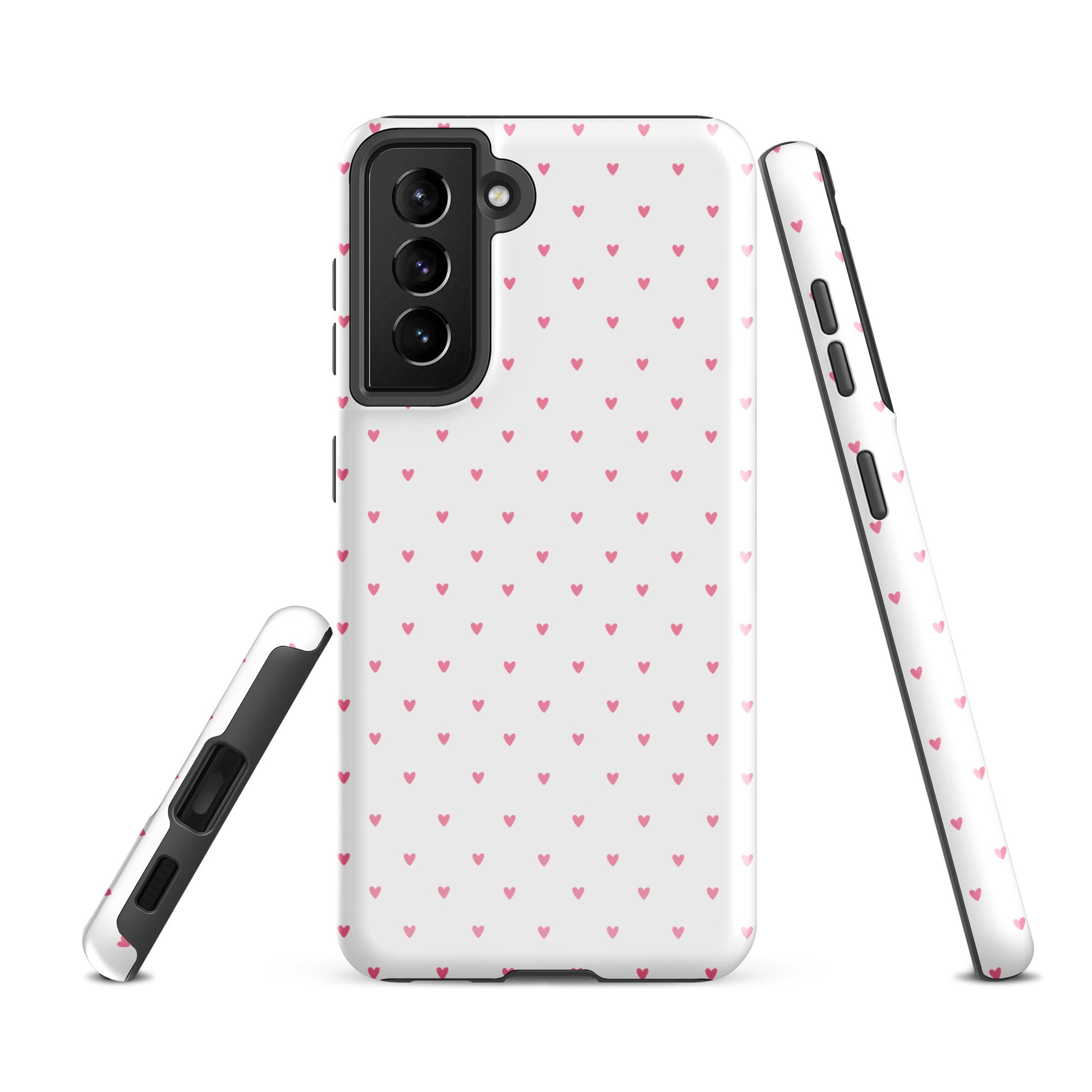 Phone Case for Samsung Galaxy with heart-dot pattern, showcasing a playful polka-dot design with tiny hearts on a bold background.