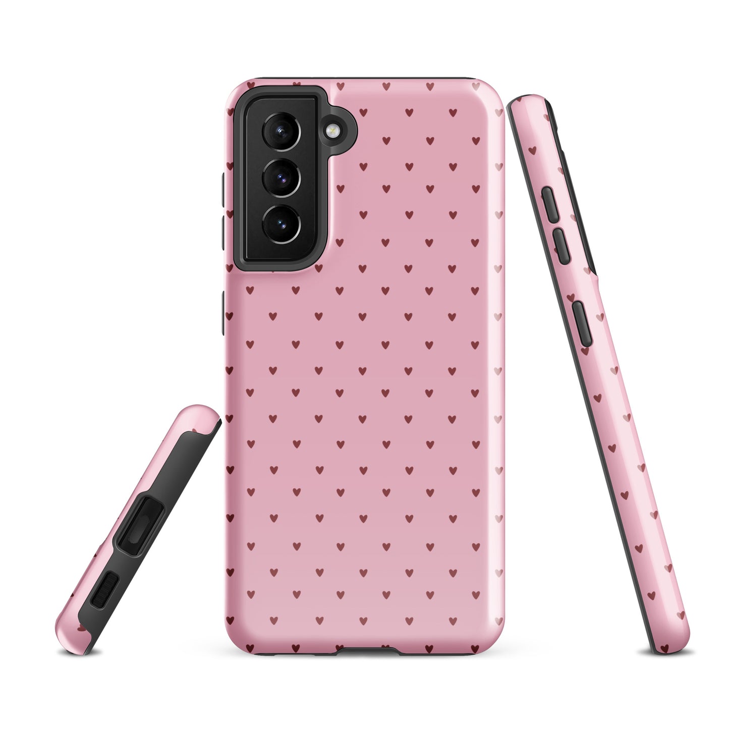 Phone Case for Samsung Galaxy with heart-dot pattern, showcasing adorable heart design on a polka-dot inspired background.