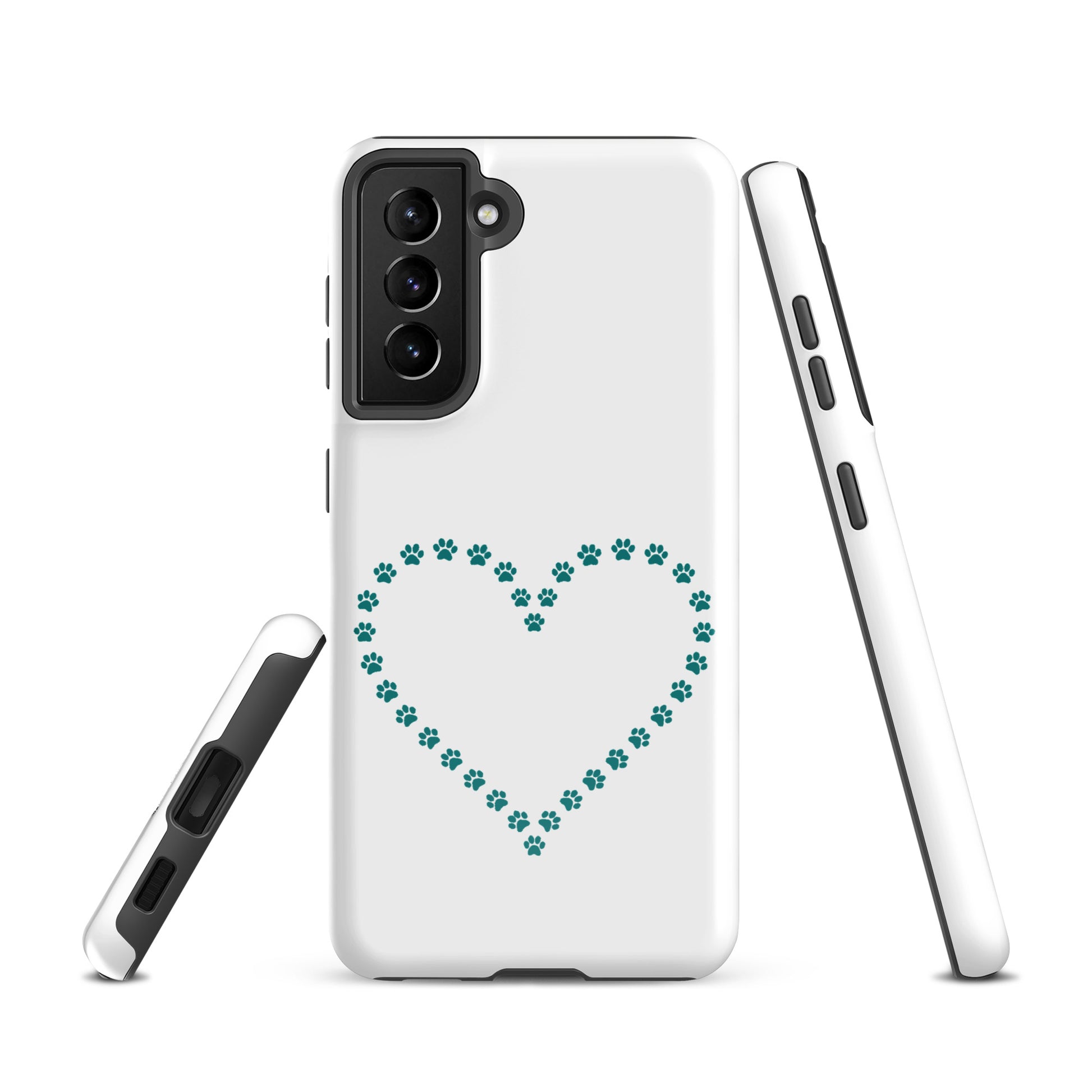 Phone Case for Samsung Galaxy with paw print heart design for pet lovers, perfect for cat and dog owners seeking playful charm and protection.