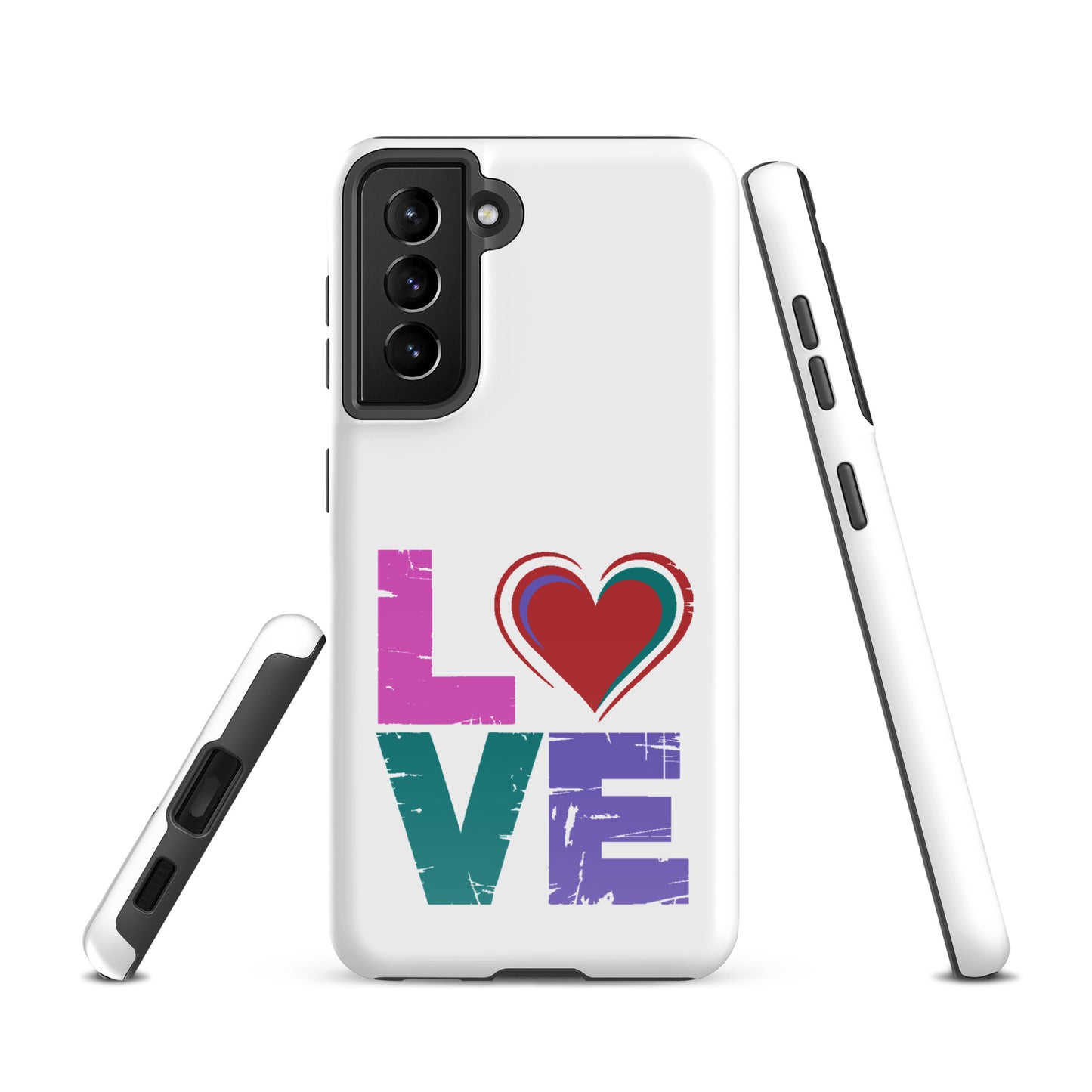 Phone Case Love Dual Layer Tough Case for Samsung Galaxy with heart design