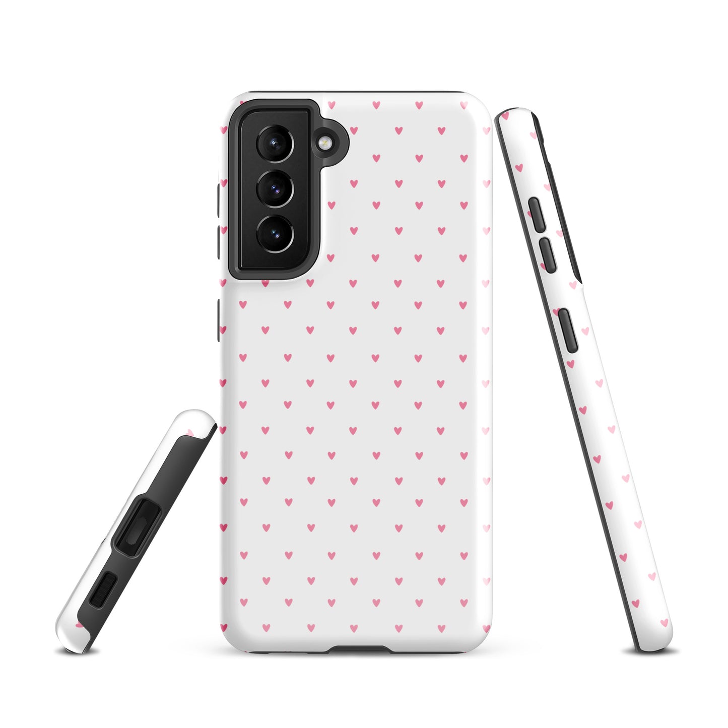 Phone Case for Samsung Galaxy with heart‑dot pattern, featuring tiny hearts on a minimalist background.