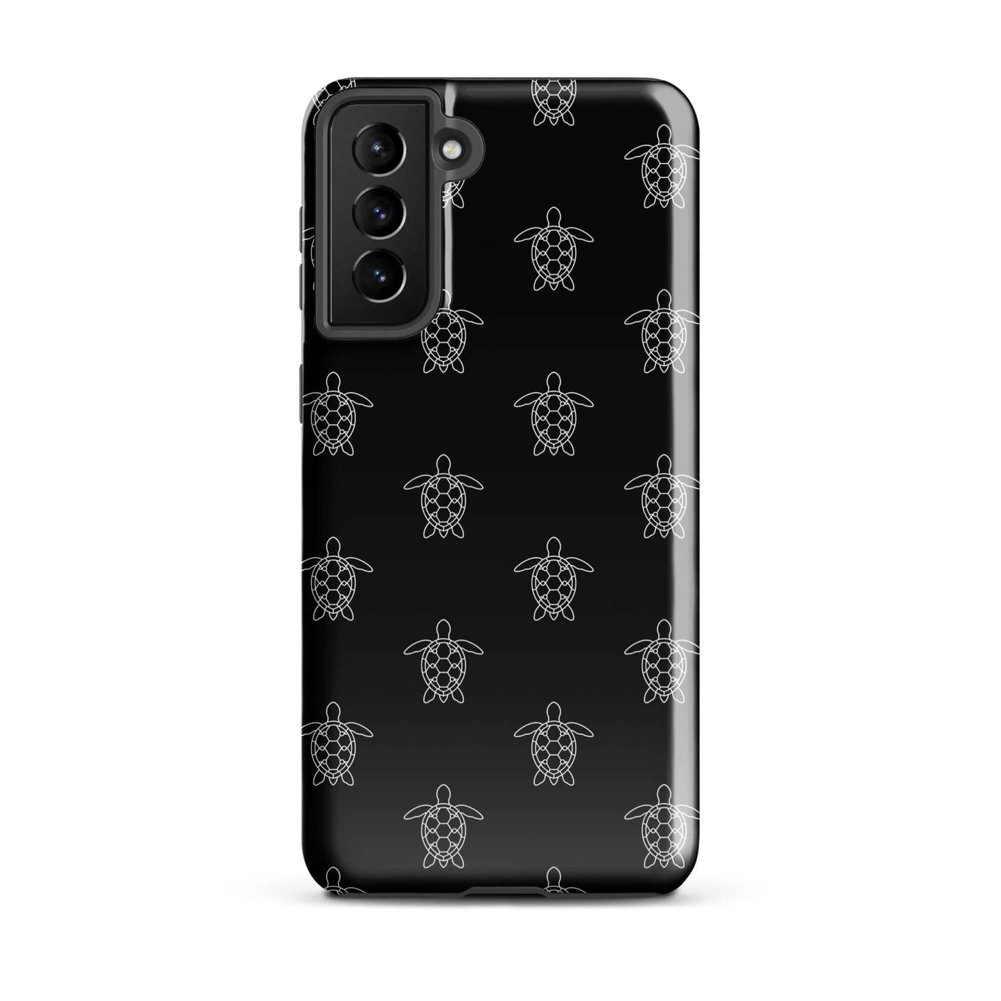 Phone Case for Samsung Galaxy featuring minimalist sea turtle pattern in black and white.