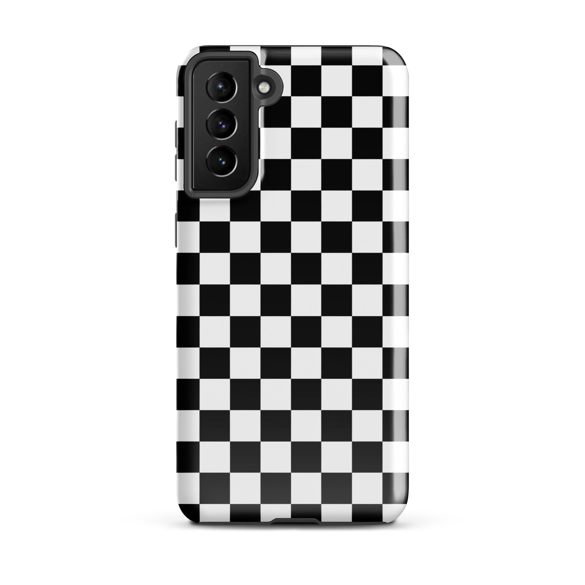 Phone Case for Samsung Galaxy with bold black-and-white checkered pattern, adds playful racing vibe to your device.
