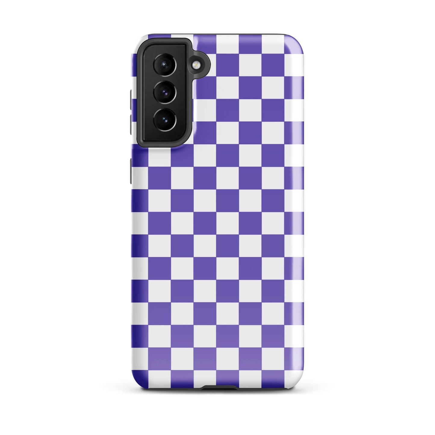 Phone Case for Samsung Galaxy with purple and white checkered pattern for style and personality.