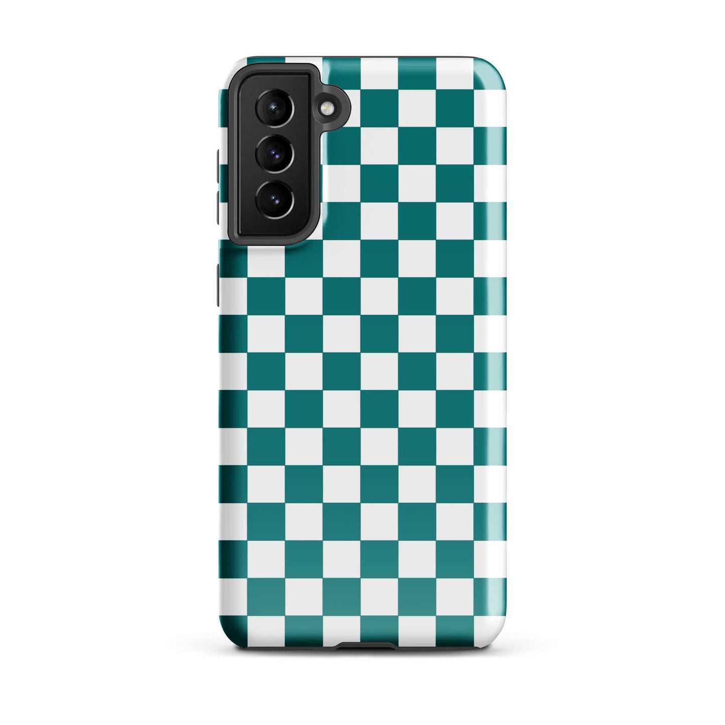 Phone Case for Samsung Galaxy with teal and white checkered design, adding a fun and playful vibe to your device's style.