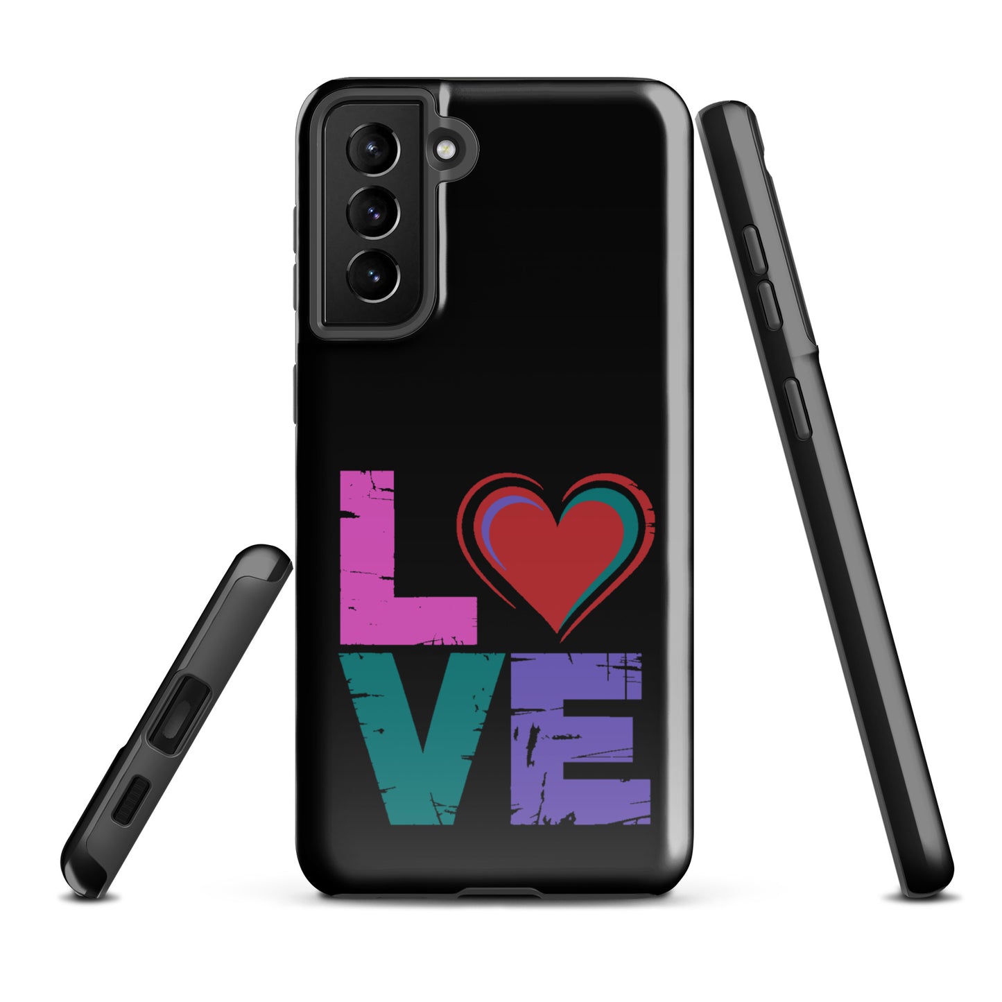 Phone Case Love Dual Layer with heart design for Samsung Galaxy phones