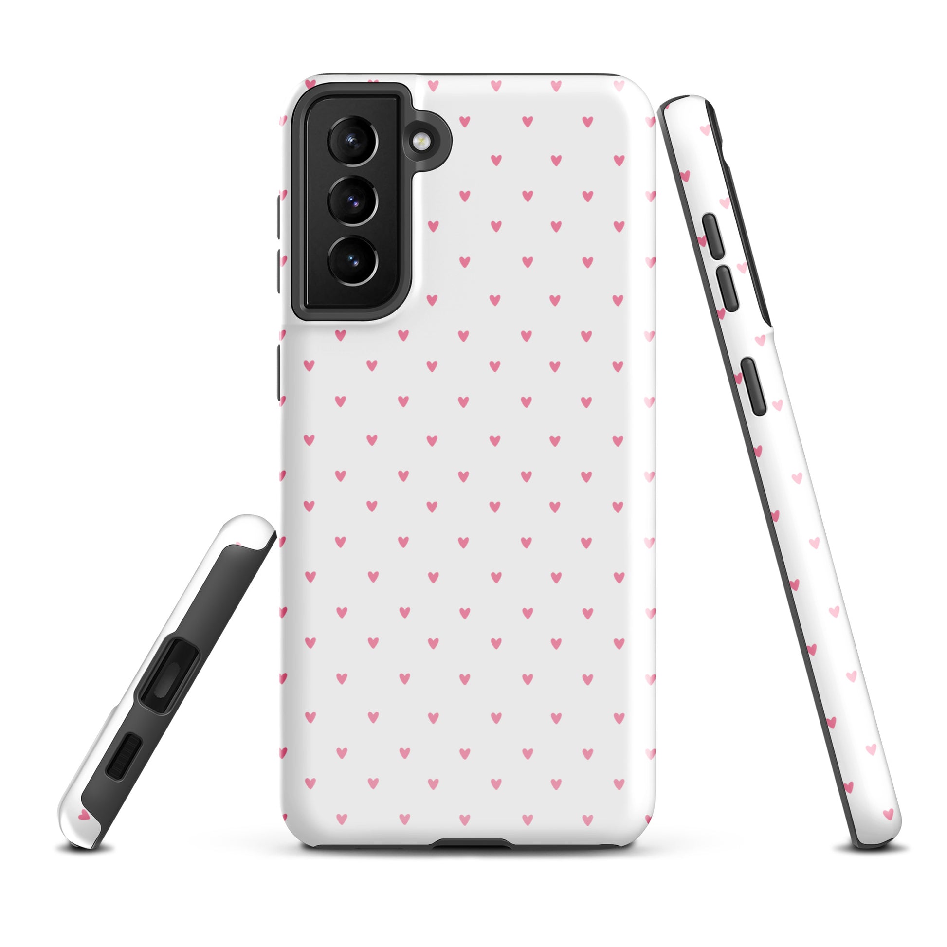 Phone Case for Samsung Galaxy Heart-Dot Pattern with cute heart design on a bold background, combining modern style and minimalist charm.