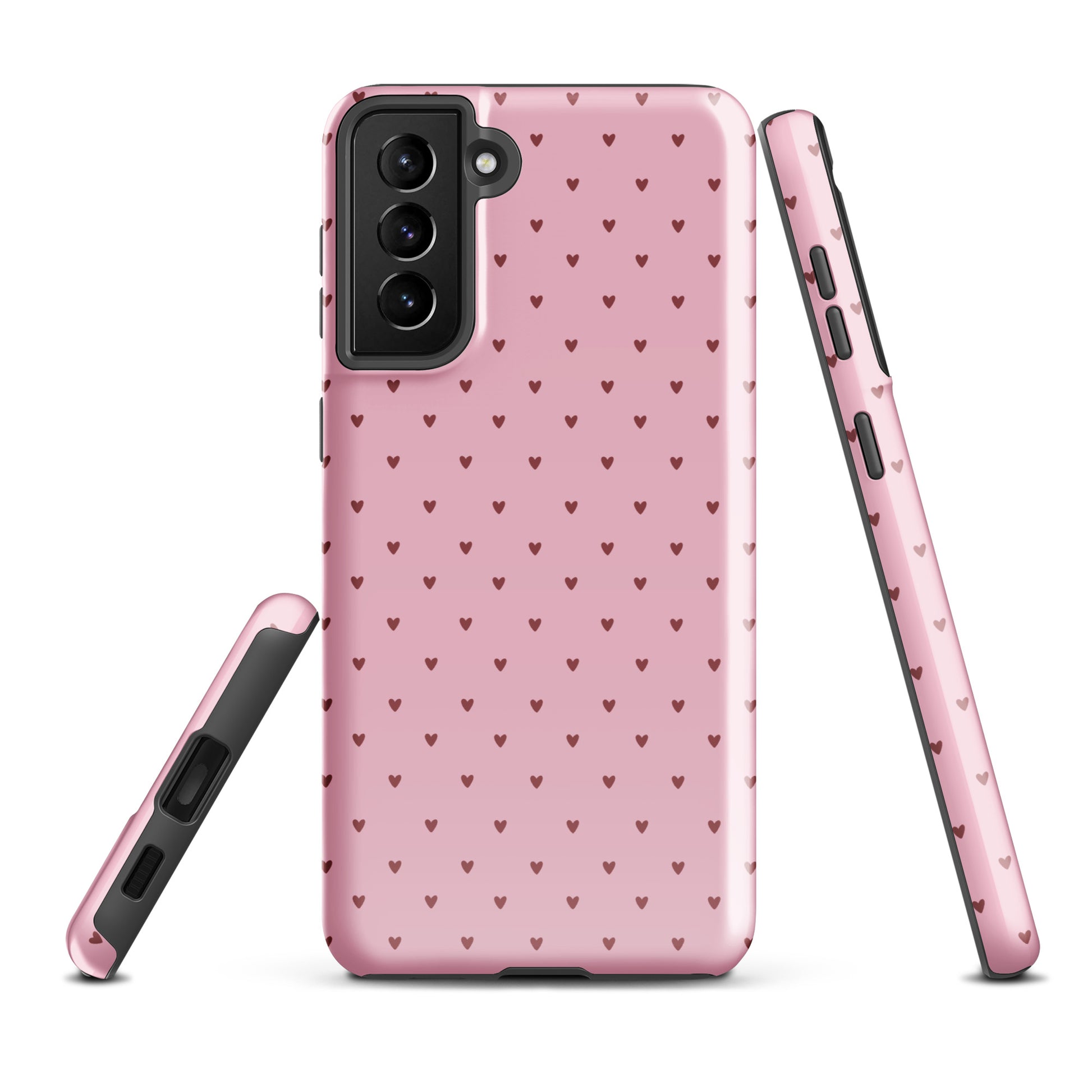 Phone Case for Samsung Galaxy with heart-dot pattern, playful and stylish design showing tiny hearts across a bold background.