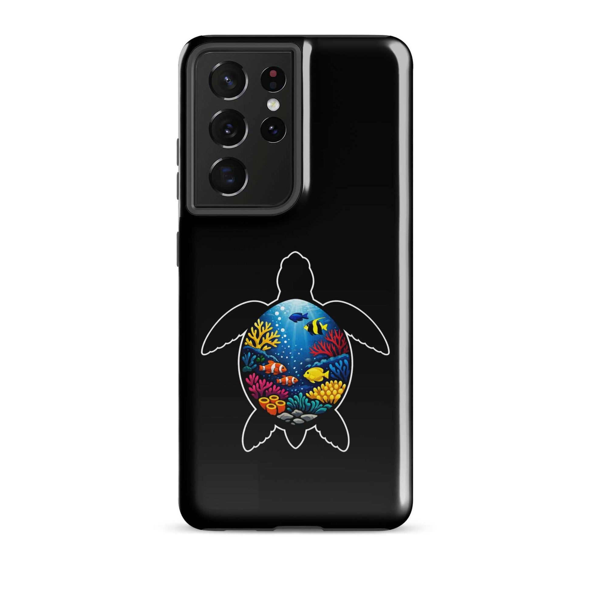 phone case for Samsung Galaxy with vibrant sea turtle reef design, showcasing colorful coral and marine life.