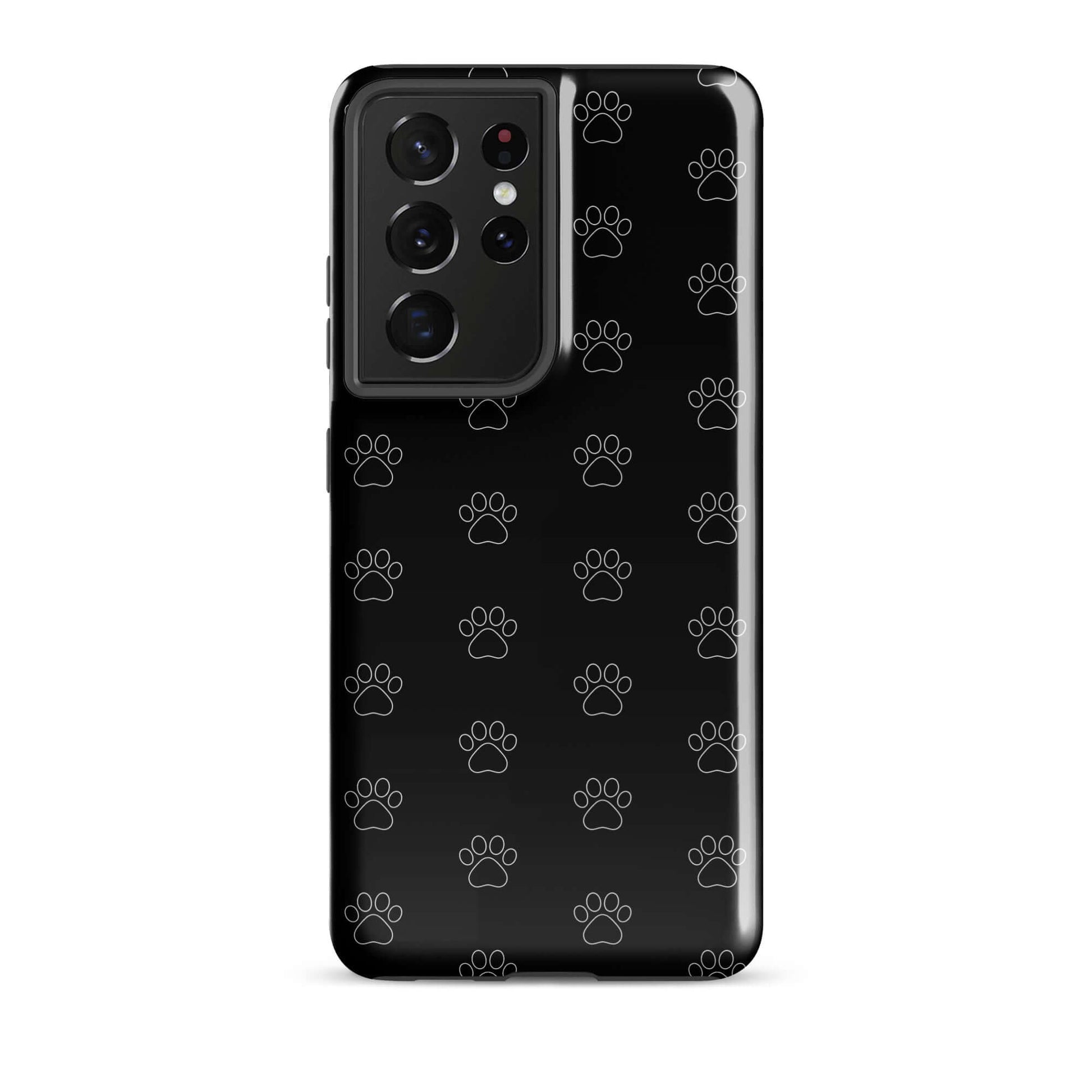 Phone Case for Samsung Galaxy with playful black paw print pattern