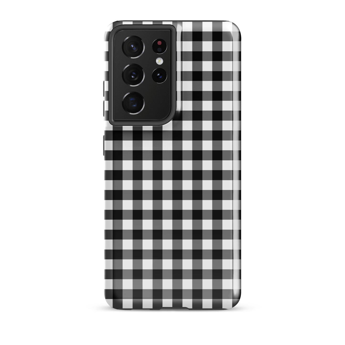 Phone Case for Samsung Galaxy with black-and-white gingham pattern, combining style and protection.