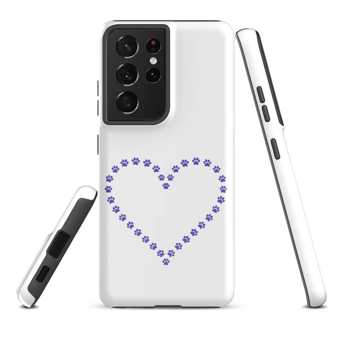 Phone Case for Samsung Galaxy with heart made of paw prints, ideal for pet lovers seeking style and protection.