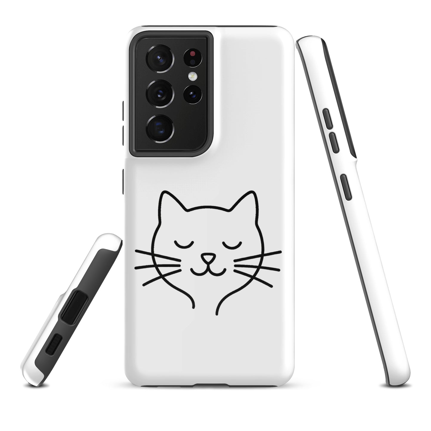 Phone Case for Samsung Galaxy with cute minimalist cat line art design, perfect for cat lovers seeking a stylish and durable accessory.