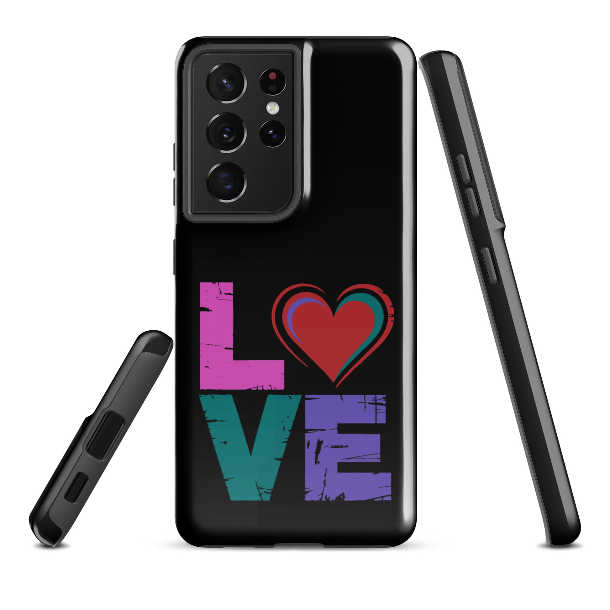 Phone Case: Love Dual Layer Tough Case for Samsung Galaxy with Love heart design