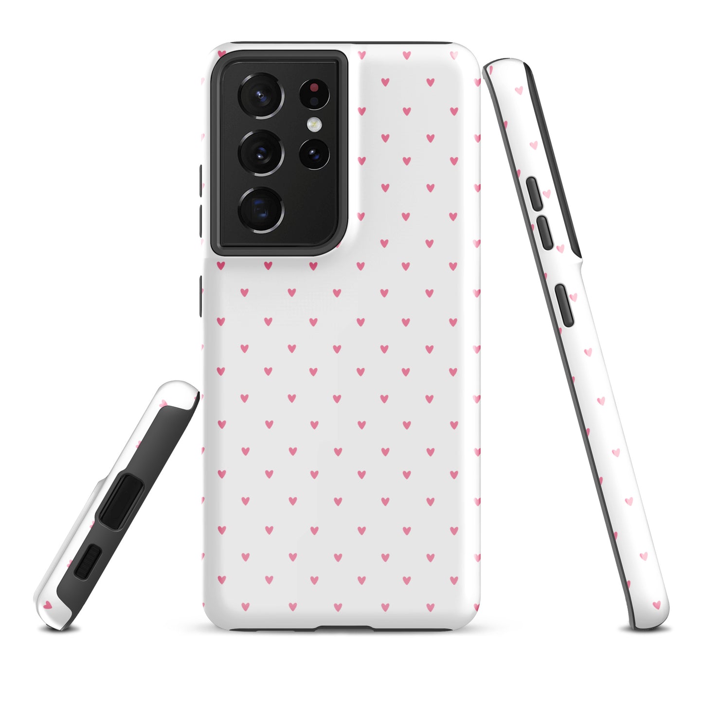 Phone Case for Samsung Galaxy with heart-dot pattern and playful polka-dot design, featuring adorable hearts on a bold background.