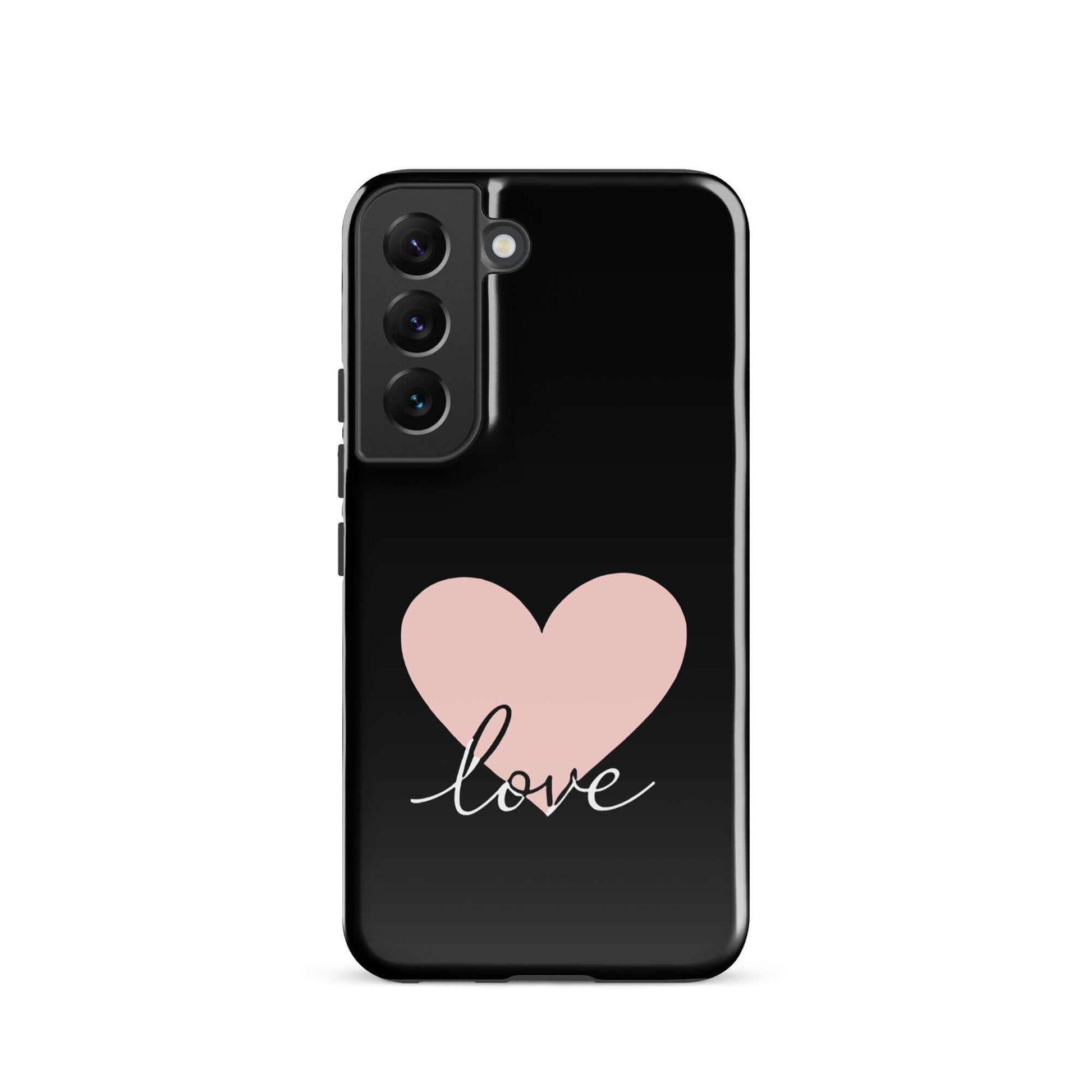 Phone Case Samsung Galaxy with heart and love script design, stylish and minimalistic protection.