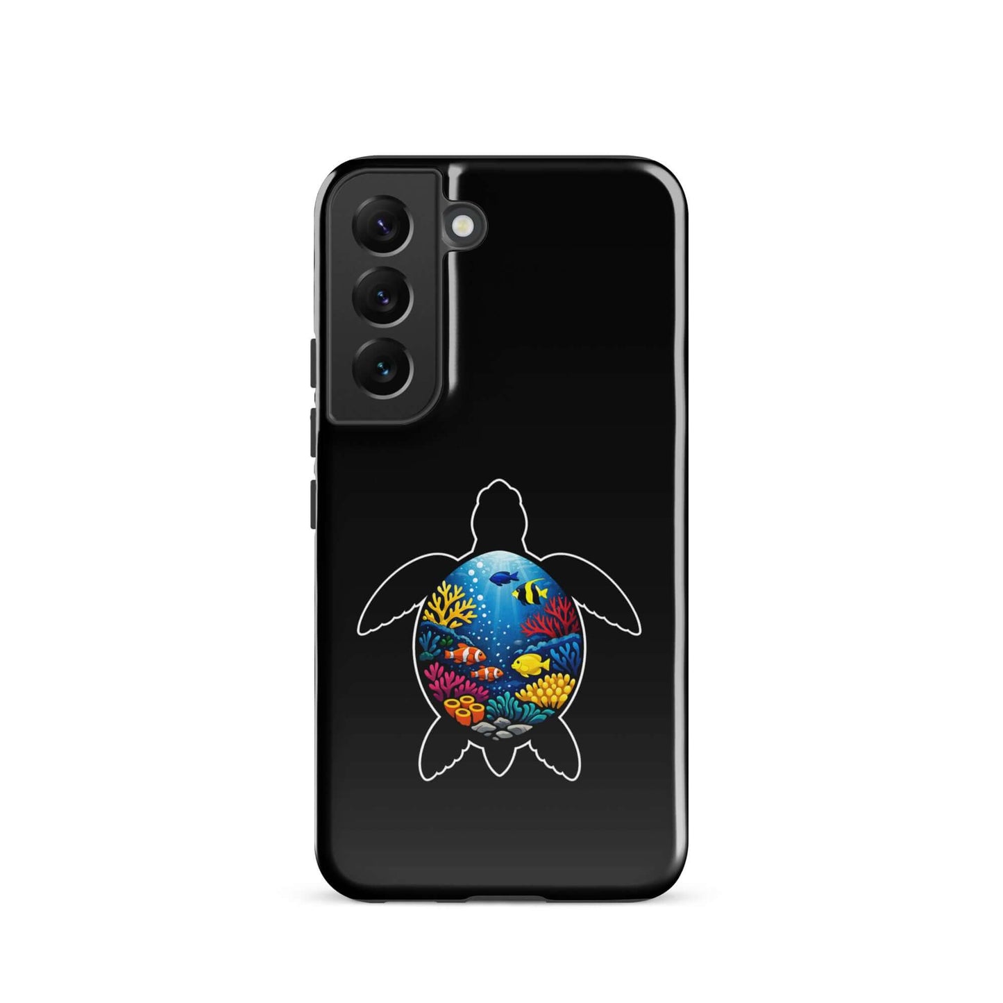 Phone case for Samsung Galaxy featuring a vibrant sea turtle reef design, blending art and protection.