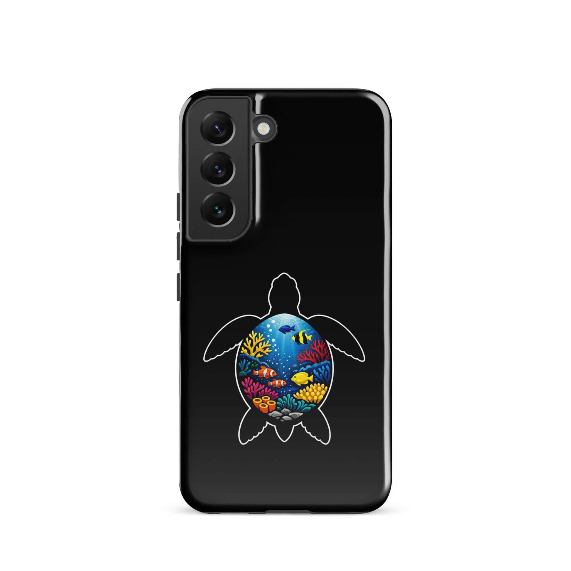 Phone case for Samsung Galaxy featuring a vibrant sea turtle reef design, blending art and protection.