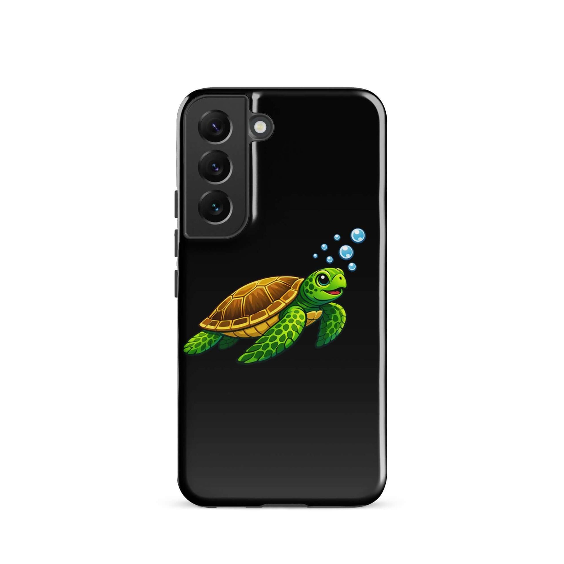 Phone Case for Samsung Galaxy featuring vibrant sea turtle artwork with bubbles, perfect for ocean lovers.