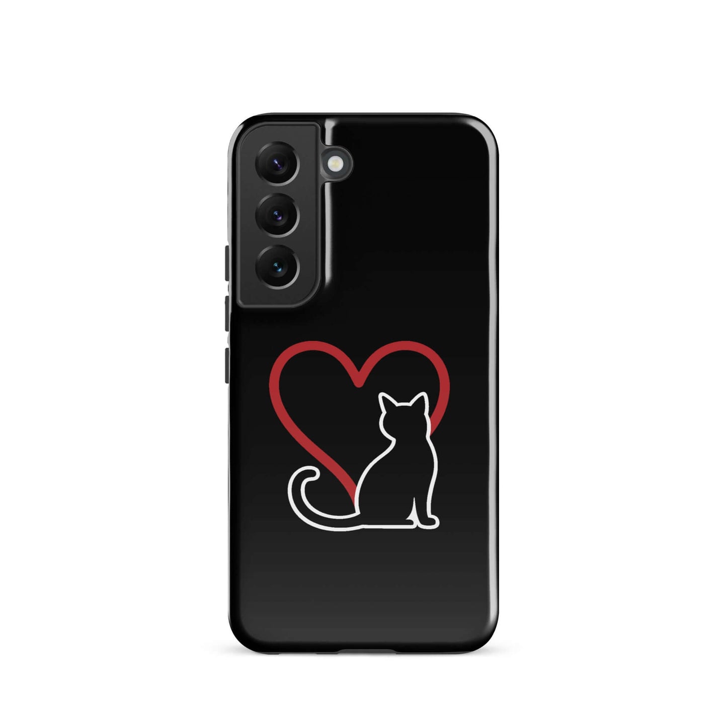 Phone Case for Samsung Galaxy featuring a minimalist cat design with a heart, perfect for cat lovers.