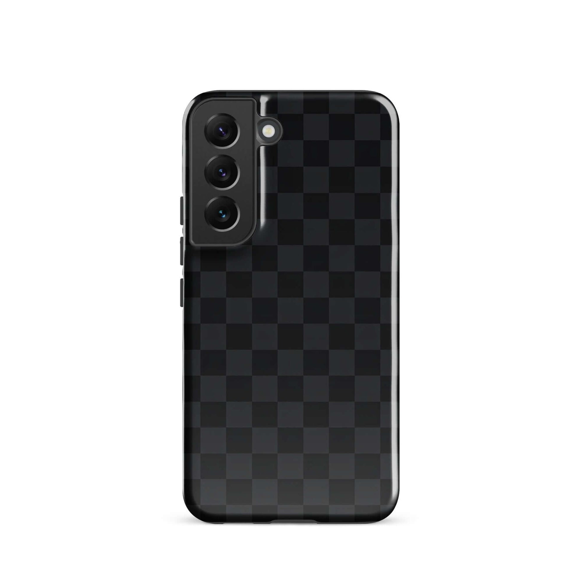 Phone Case for Samsung Galaxy with black and charcoal checkered design, sleek and modern protection accessory.