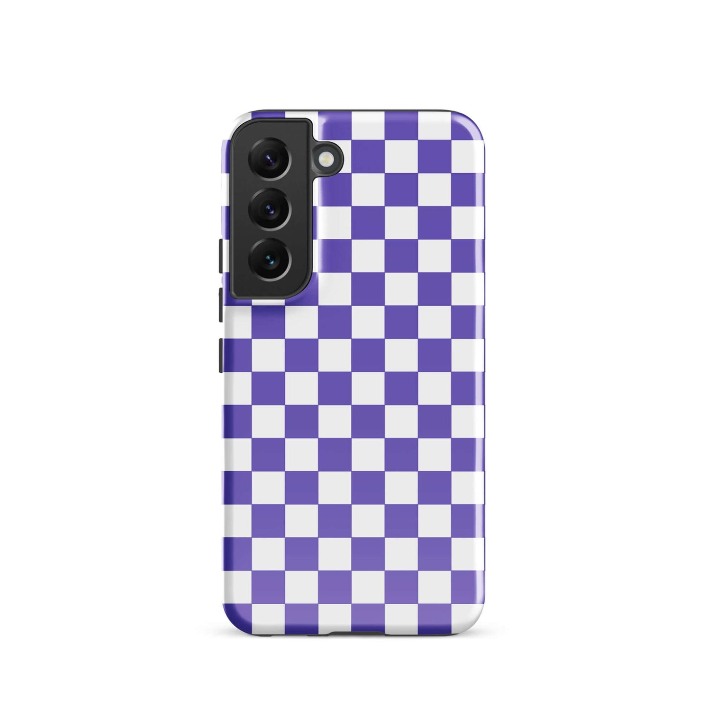 Phone Case for Samsung Galaxy with purple and white checkered pattern, adding a playful and stylish vibe to your device.