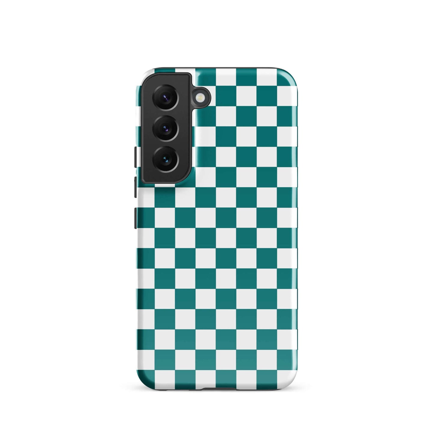 Phone Case for Samsung Galaxy with teal and white checkered design, adding style and personality to your device.