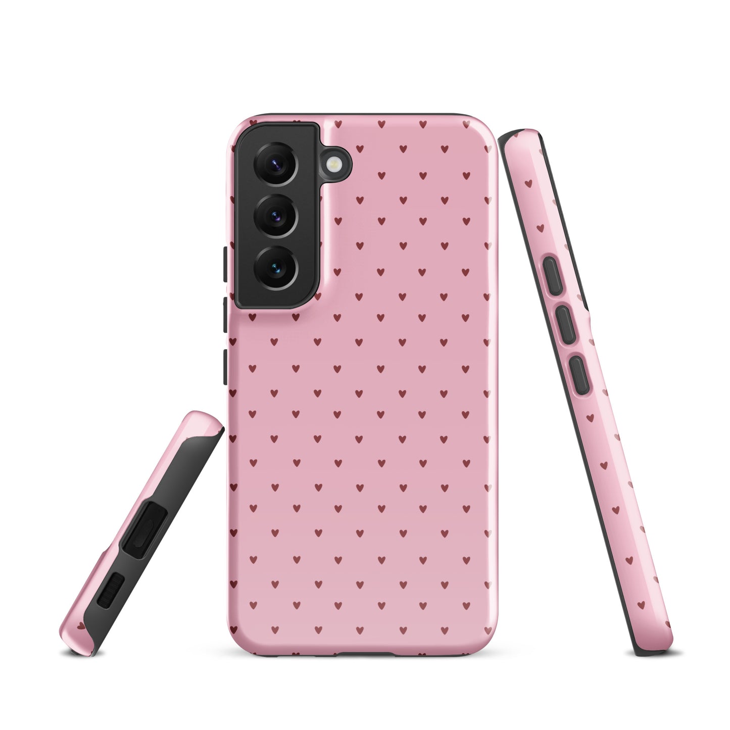 Phone Case for Samsung Galaxy with heart-dot pattern design, featuring playful pink hearts on a bold background for a modern look.