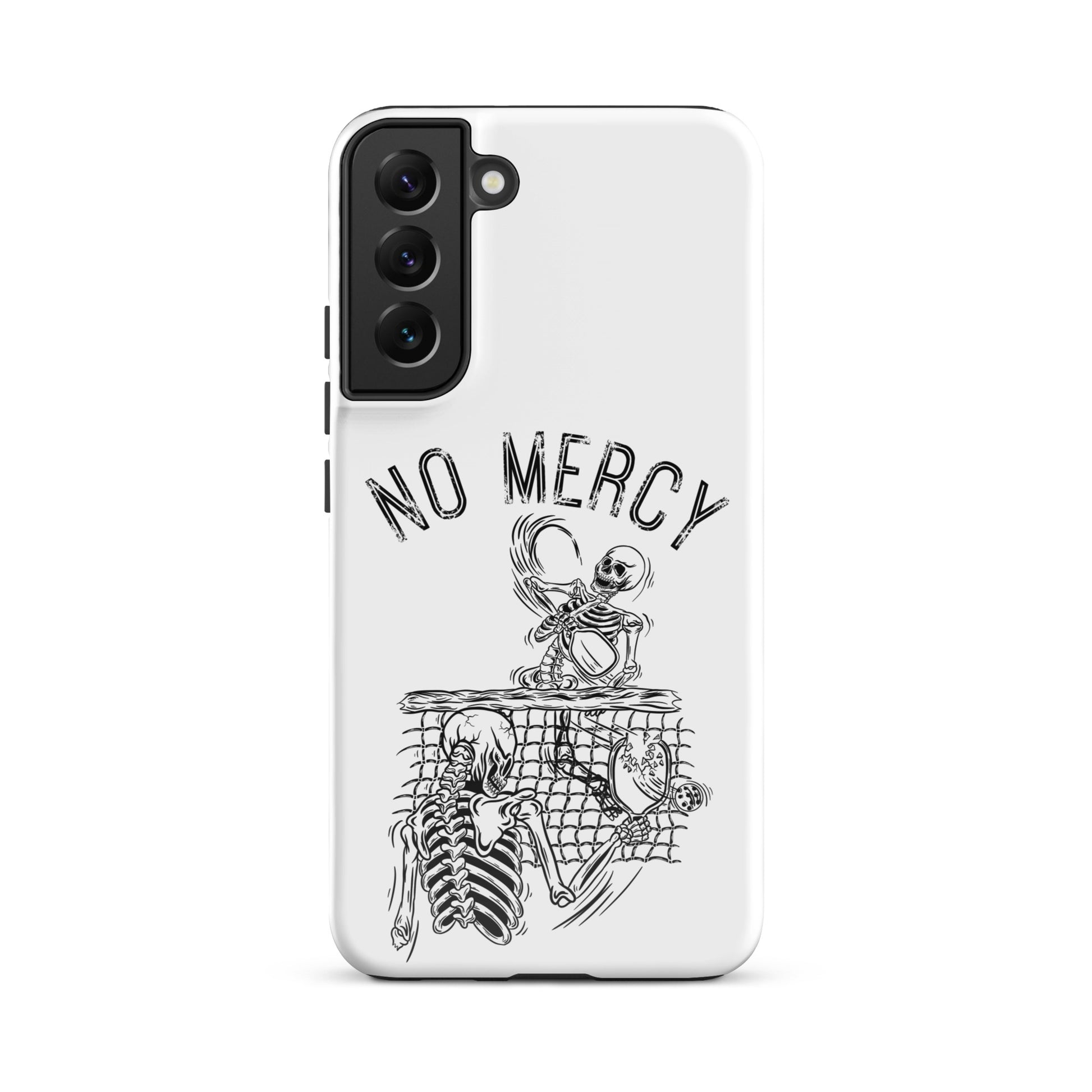 Pickleball Samsung Galaxy case featuring a bold 'No Mercy' design, perfect for aggressive players on the court.