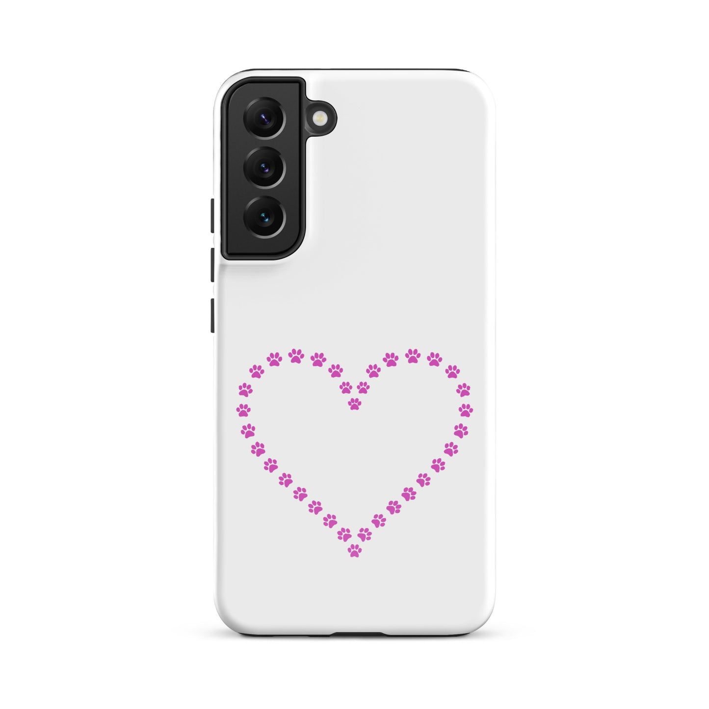Phone Case for Samsung Galaxy featuring paw print heart design, perfect for pet lovers.