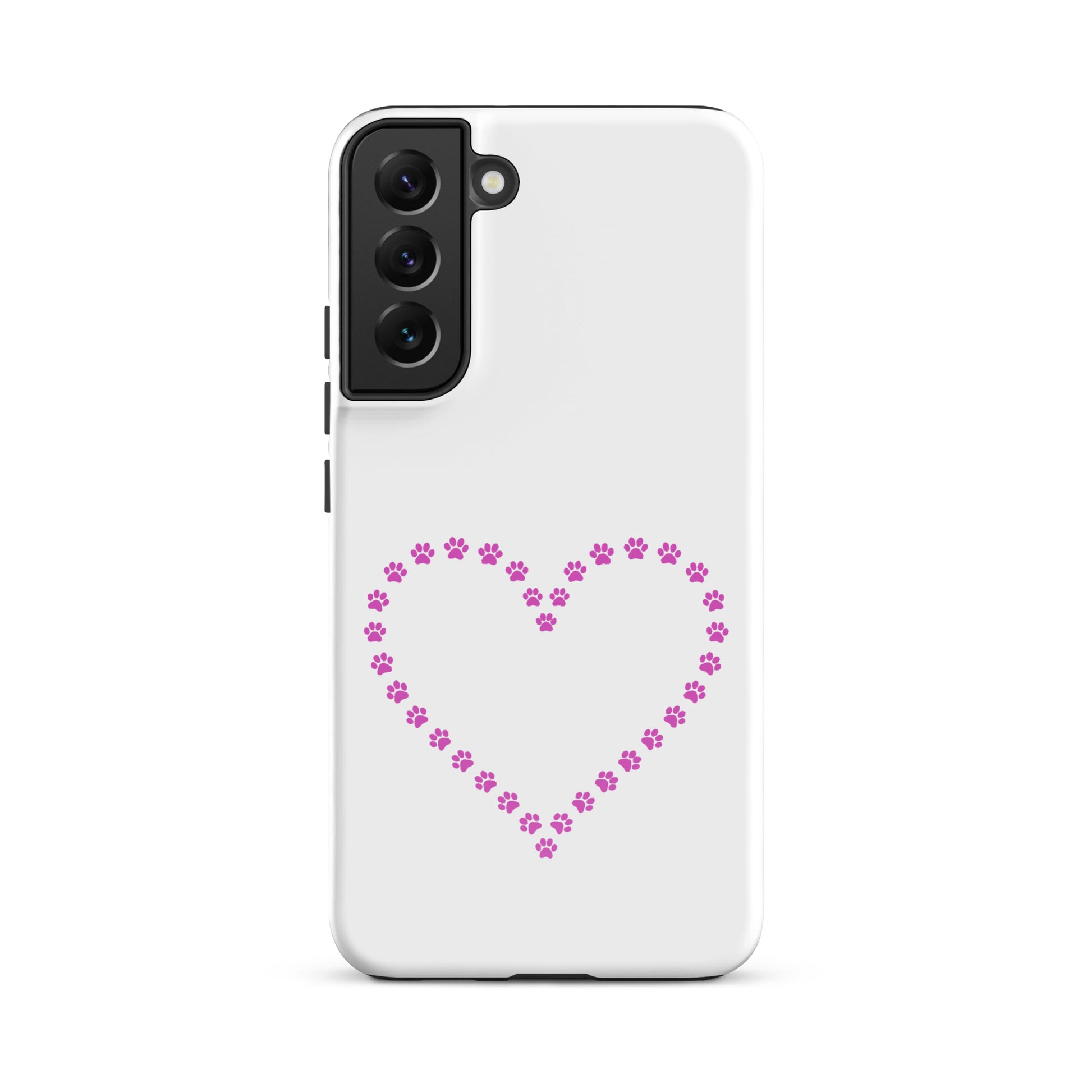 Phone Case for Samsung Galaxy featuring paw print heart design, perfect for pet lovers.
