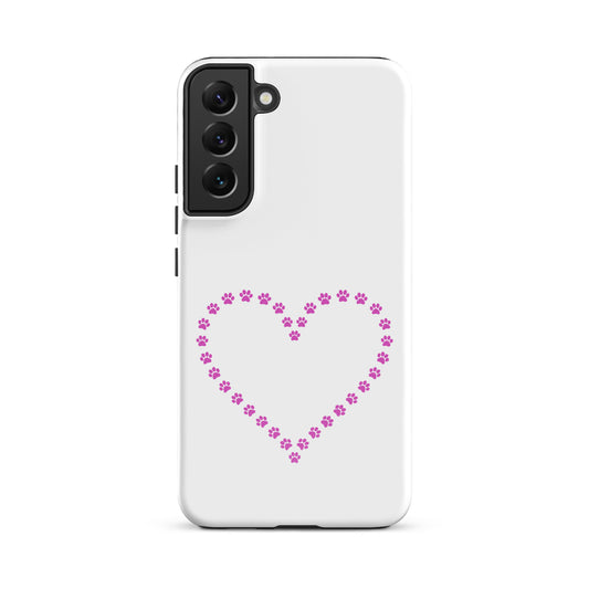 Phone Case for Samsung Galaxy featuring paw print heart design, perfect for pet lovers.