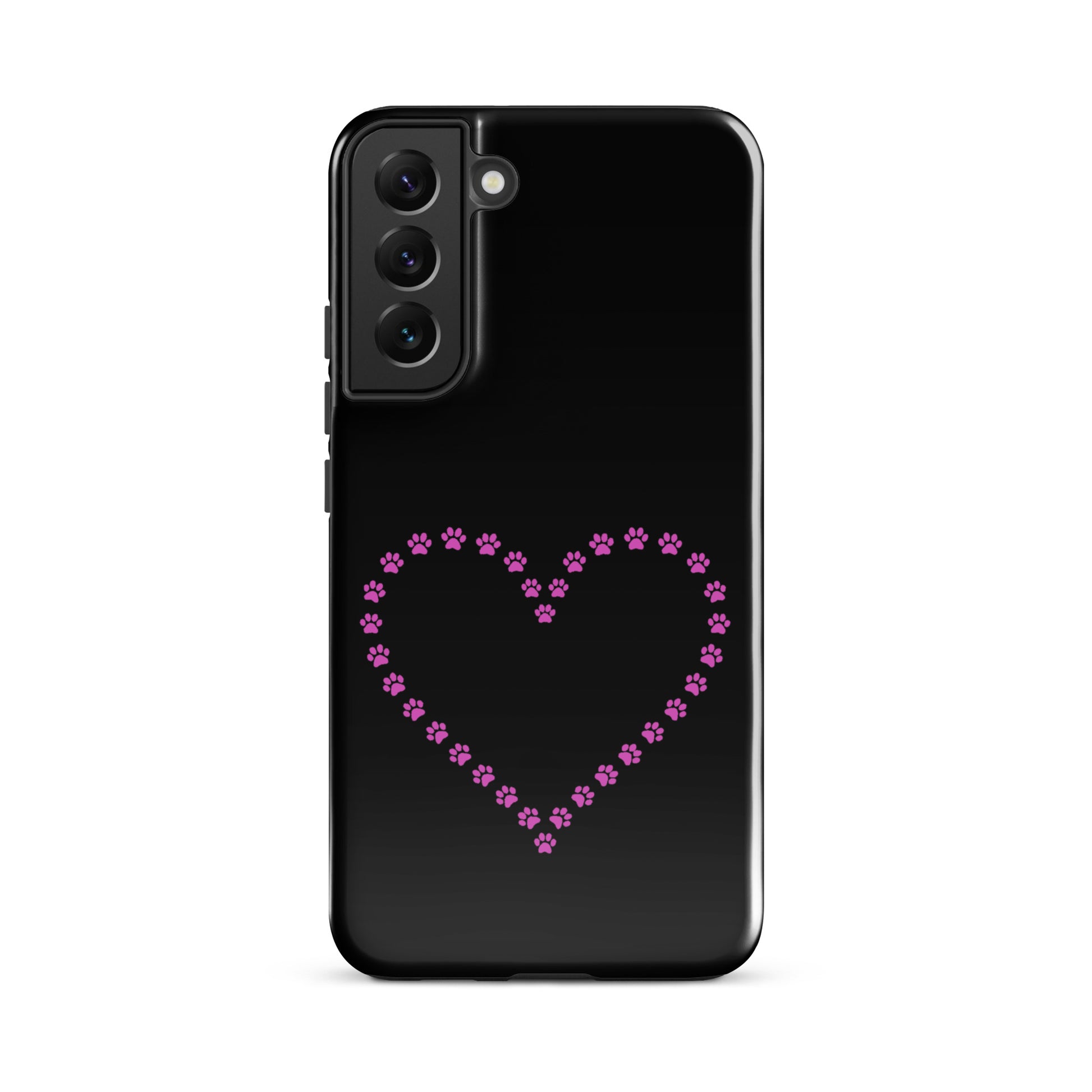 Phone Case for Samsung Galaxy featuring a heart design made of paw prints, perfect for pet lovers.