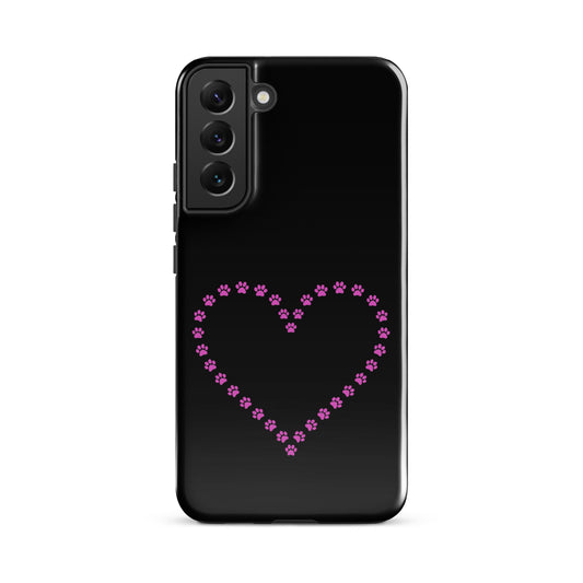 Phone Case for Samsung Galaxy featuring a heart design made of paw prints, perfect for pet lovers.