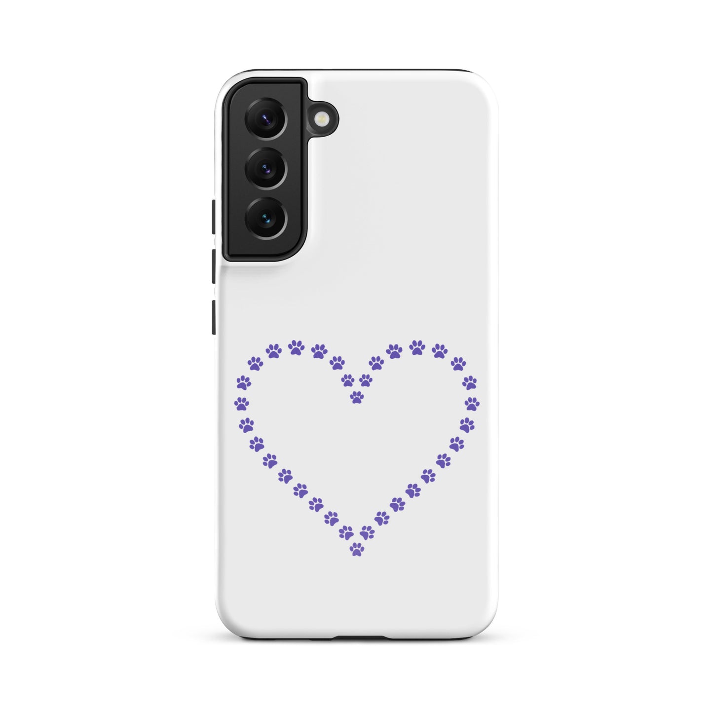 Phone Case for Samsung Galaxy with paw print heart design for pet lovers.