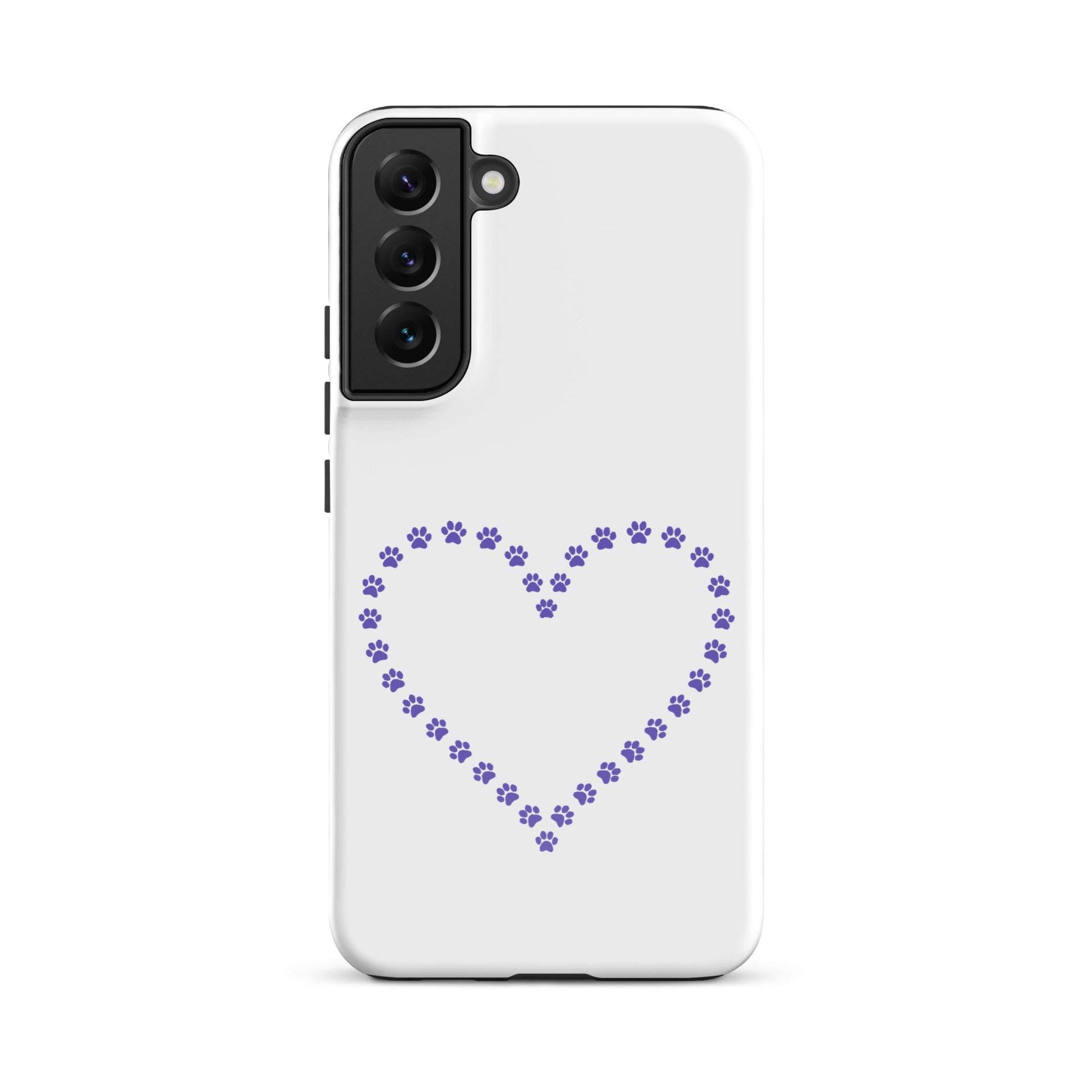 Phone Case for Samsung Galaxy with paw print heart design for pet lovers.