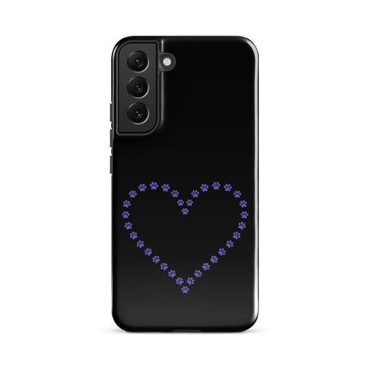 Phone Case for Samsung Galaxy with paw print heart design for pet lovers.