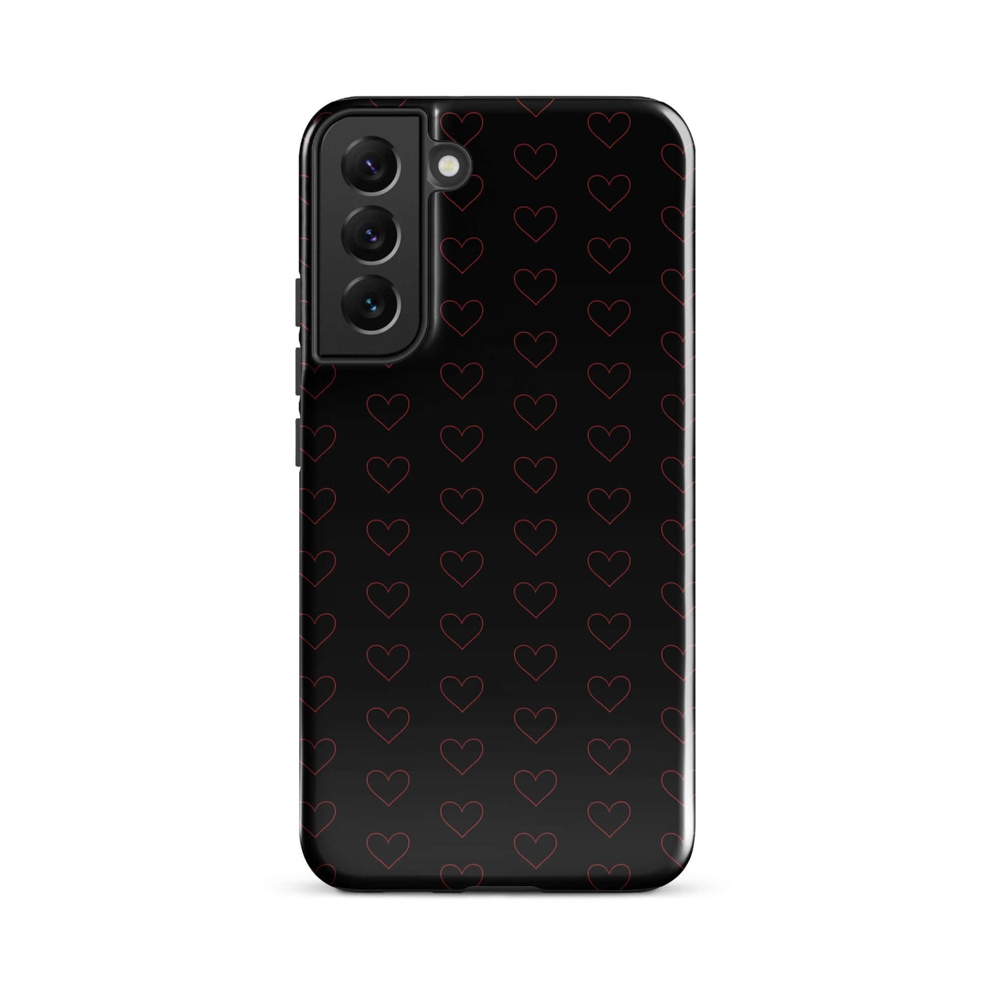 Phone Case for Samsung Galaxy featuring a stylish crimson heart pattern on a dark background.