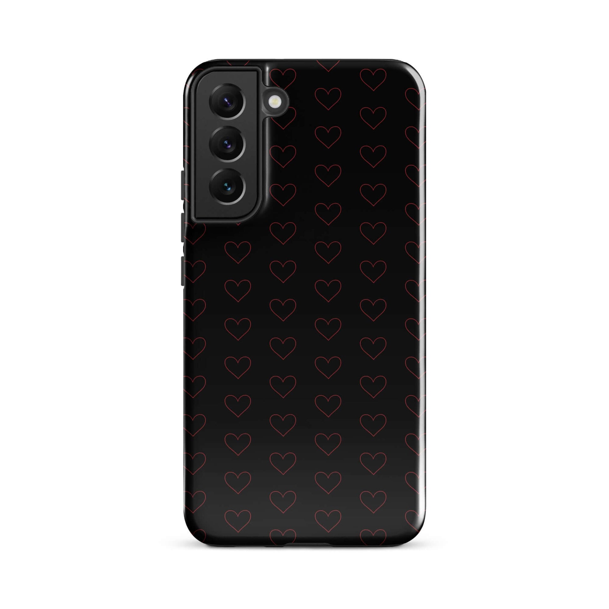 Phone Case for Samsung Galaxy featuring a stylish crimson heart pattern on a dark background.