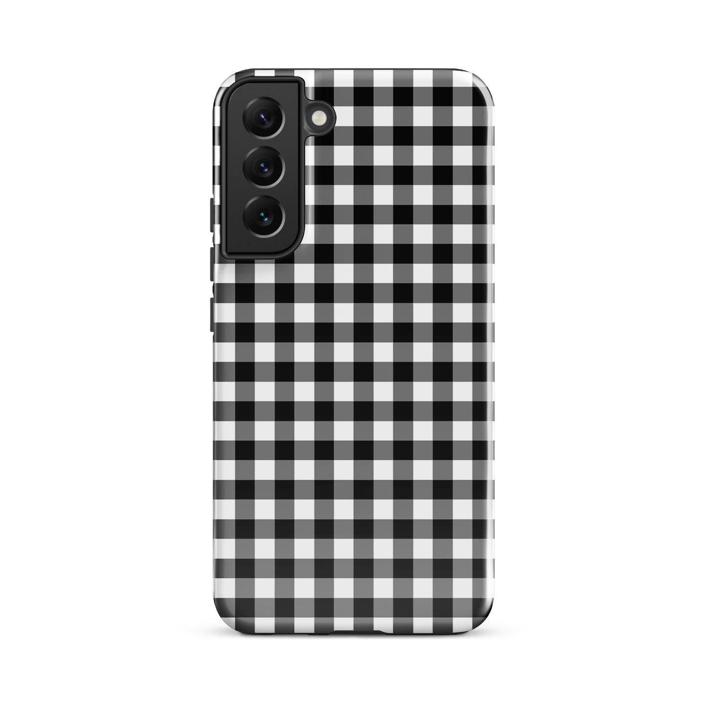 Phone Case for Samsung Galaxy with black and white gingham pattern, offering stylish protection and elevated design.