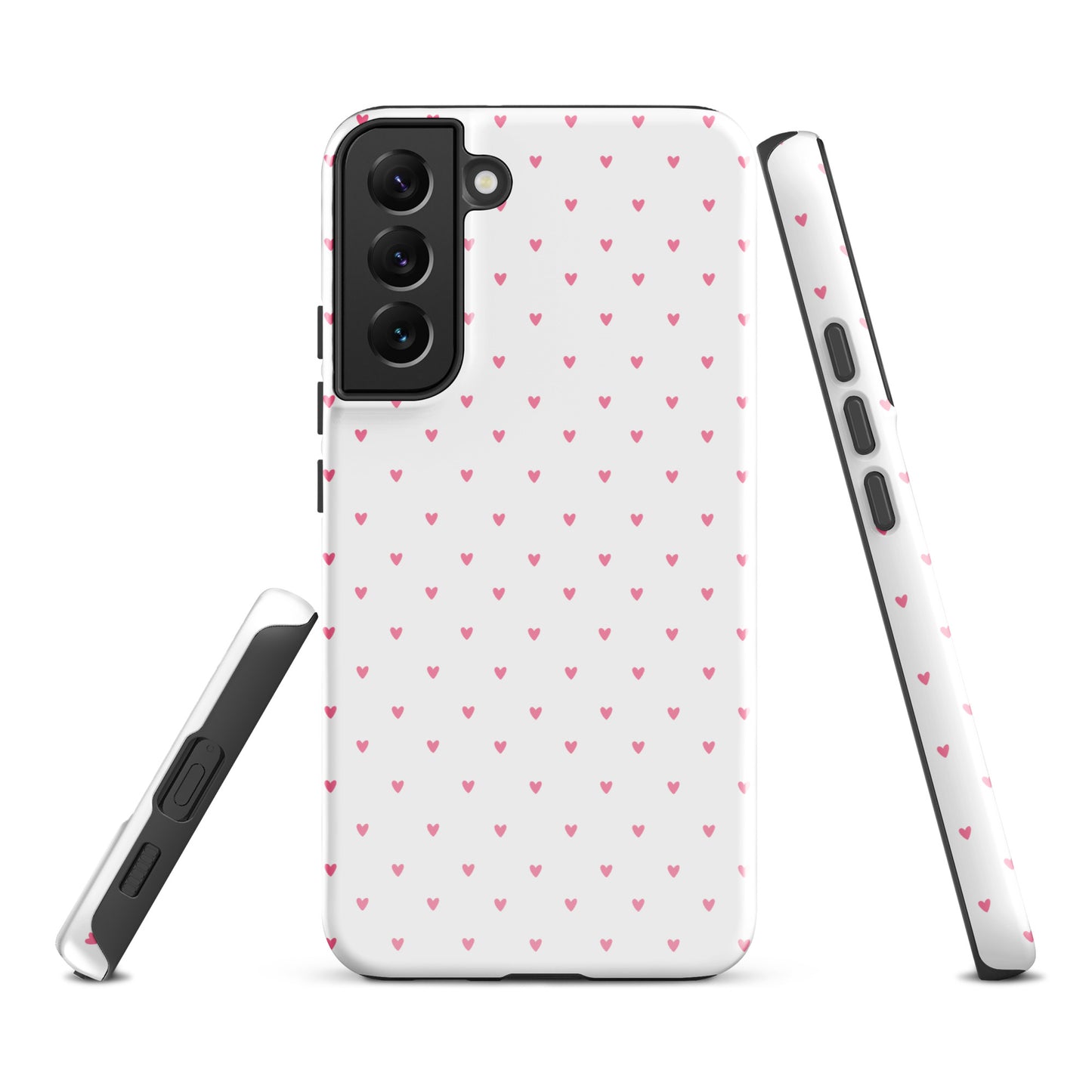 Phone Case for Samsung Galaxy with heart-dot pattern, playful polka-dot design, minimalist and stylish accessory.