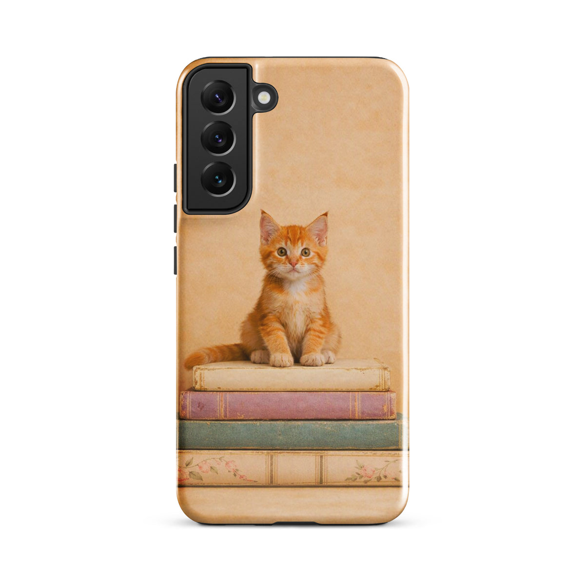 Phone Case with cozy kitten on vintage books for Samsung Galaxy
